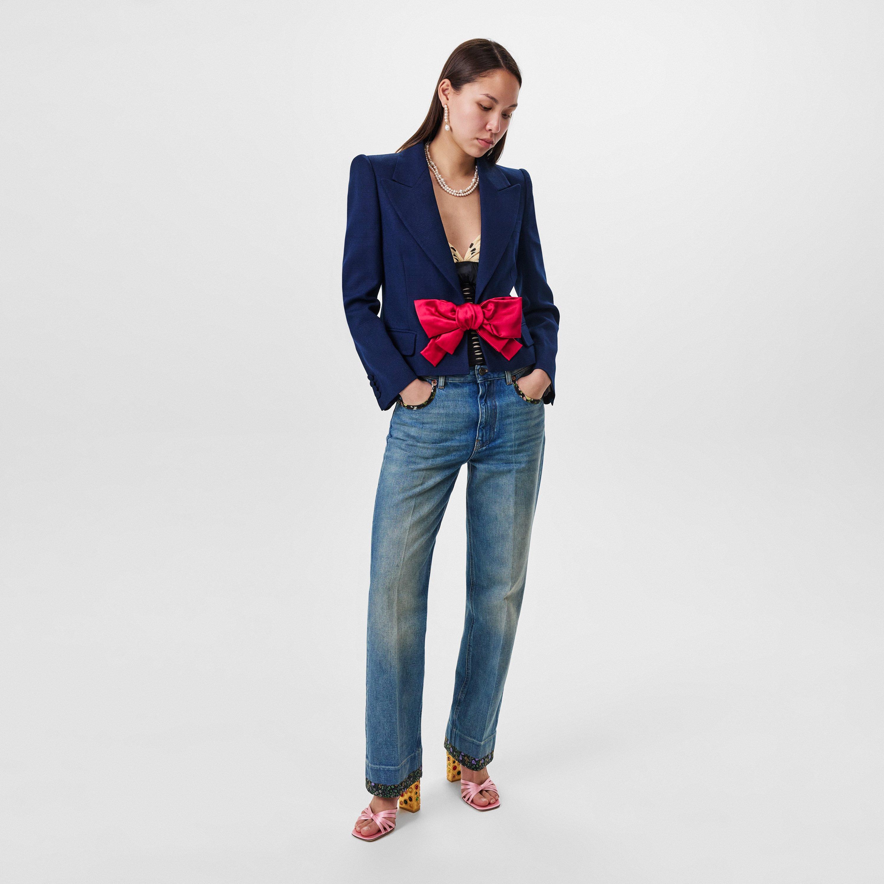 Medium Blue - Valentino - Women's Solid Straight Leg Jeans - 6