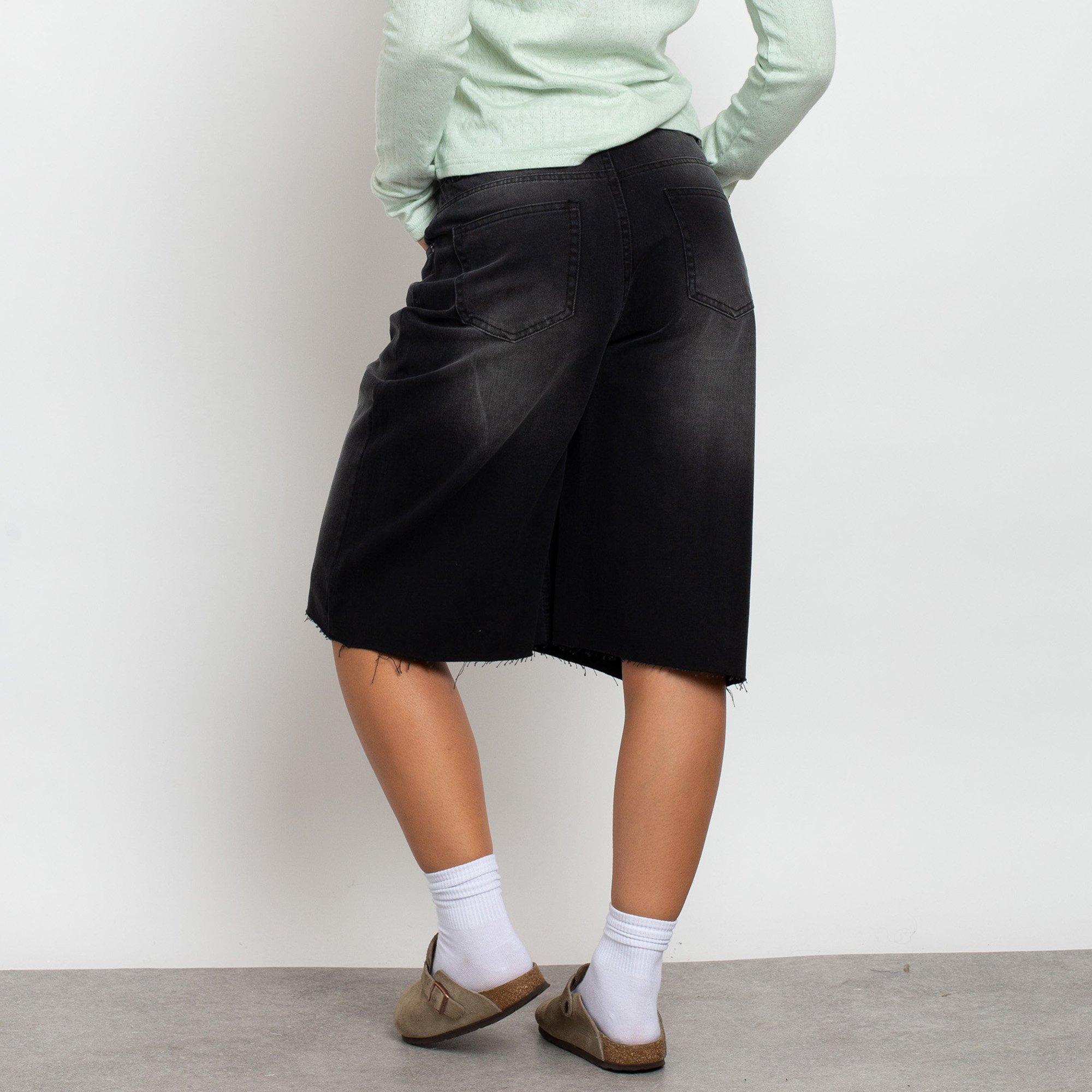 BLACK DENIM - Daisy Street - Womens Relaxed Denim Jorts - 2