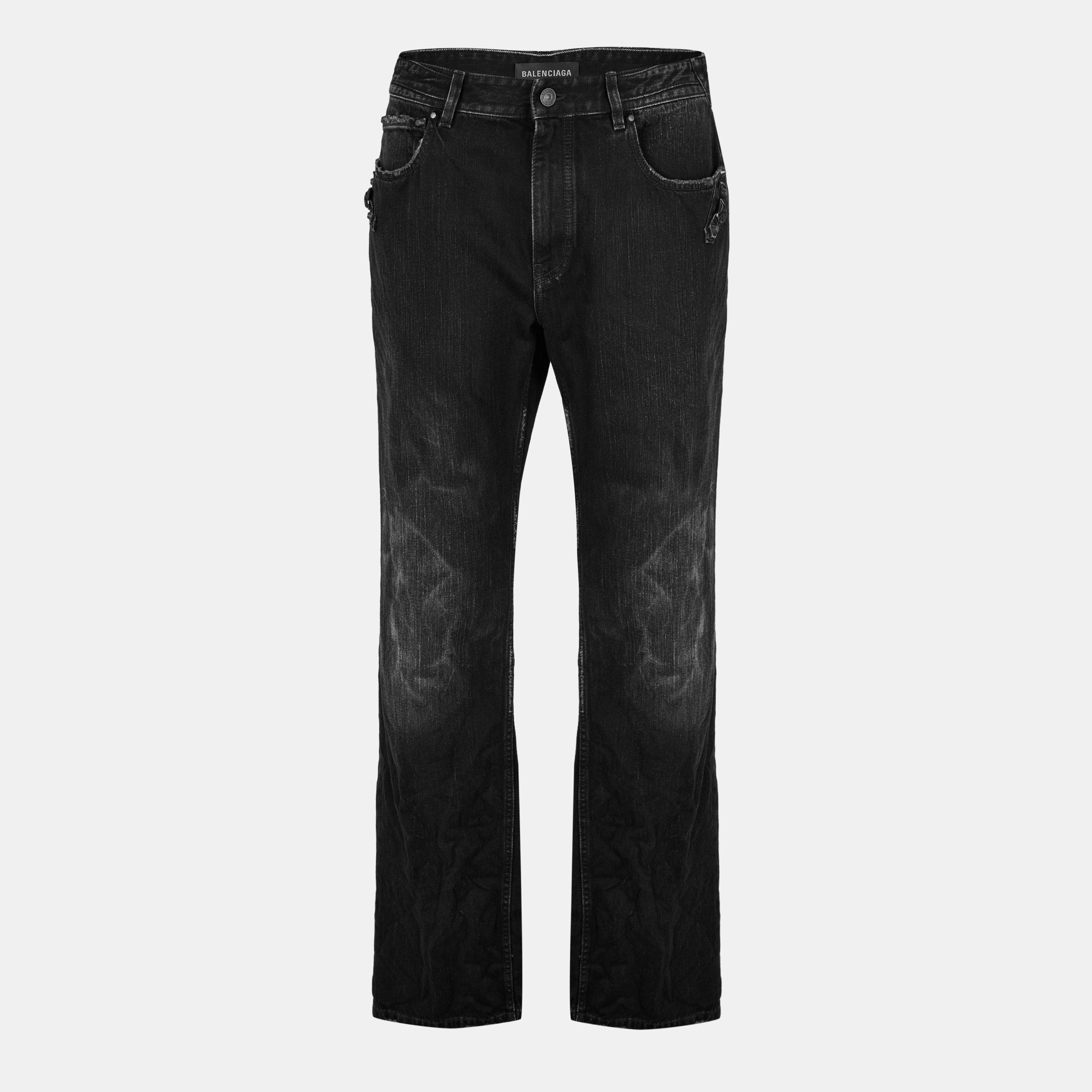 Black Fade Out - Balenciaga - Women's Mid-Rise Straight Leg Jeans - 1