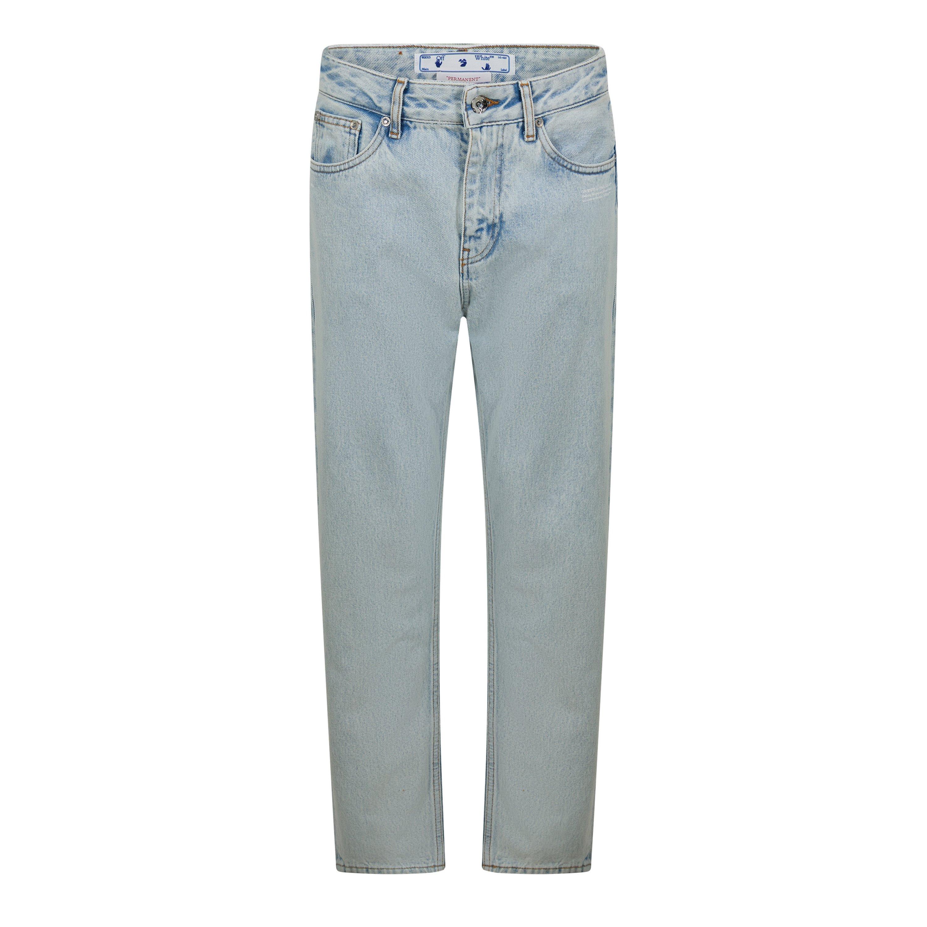 Blue/White - Off White - Women's - Mid-Rise Straight Leg Jeans - 1
