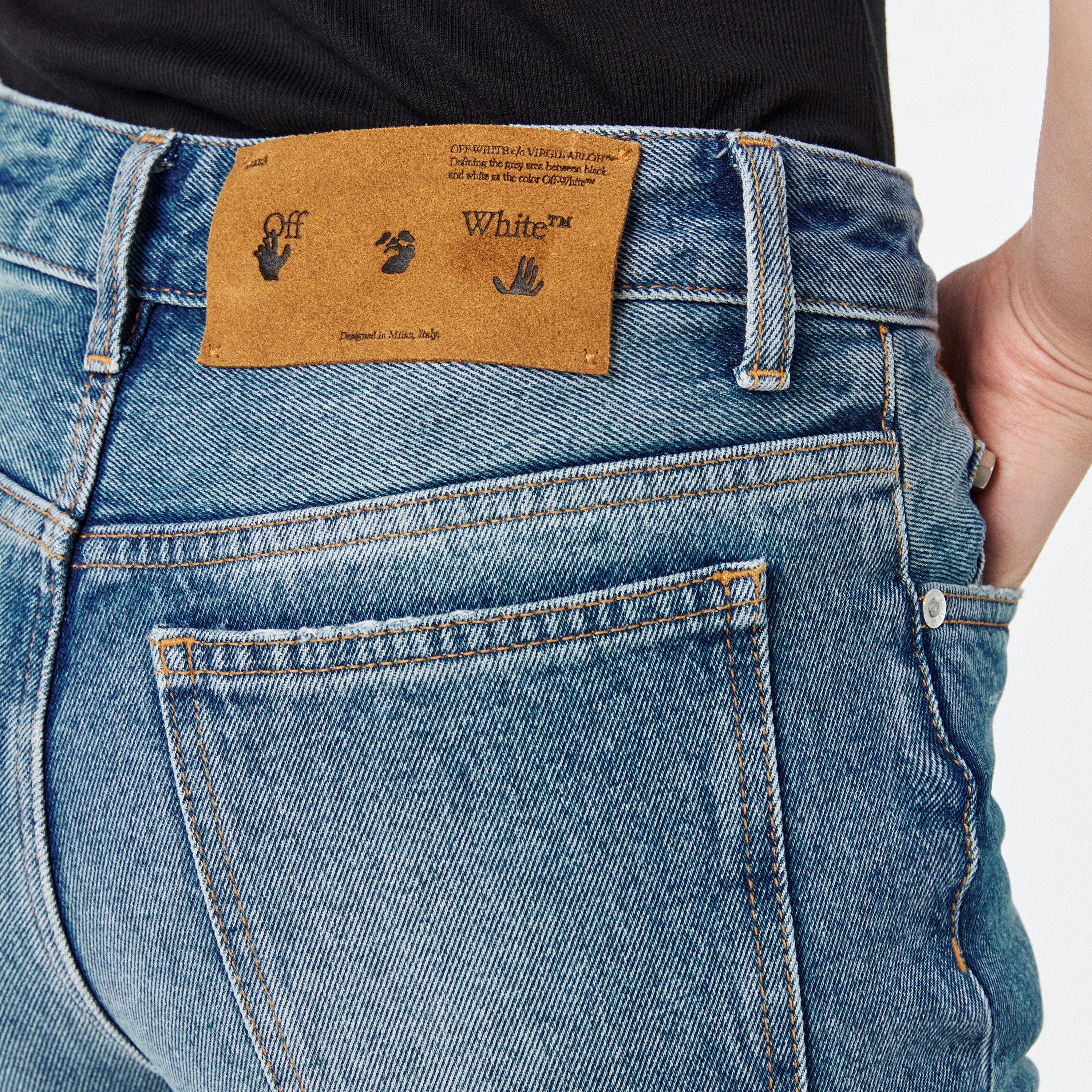 Blue/White - Off White - Women's Straight Jeans - 5