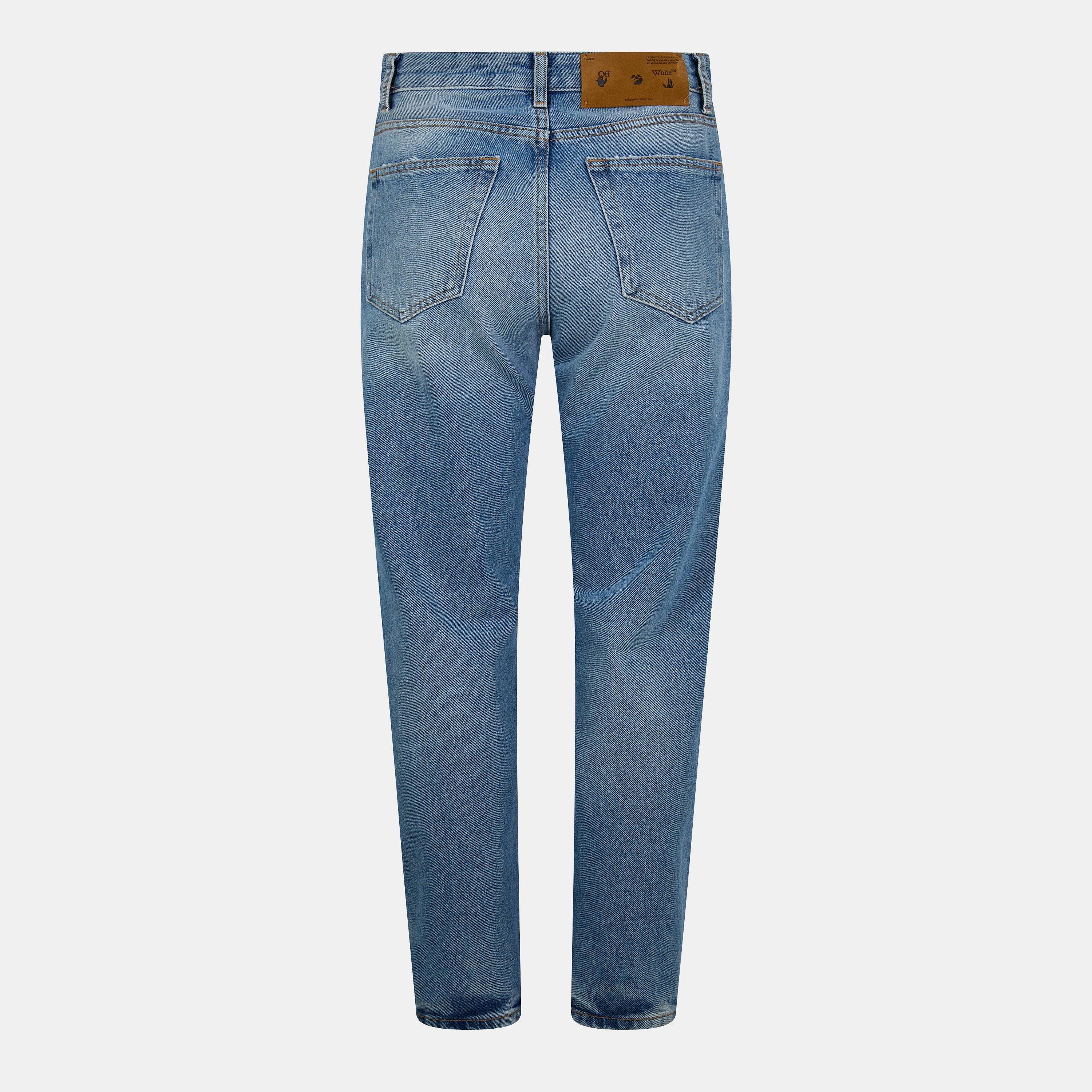 Blue/White - Off White - Women's Straight Jeans - 2