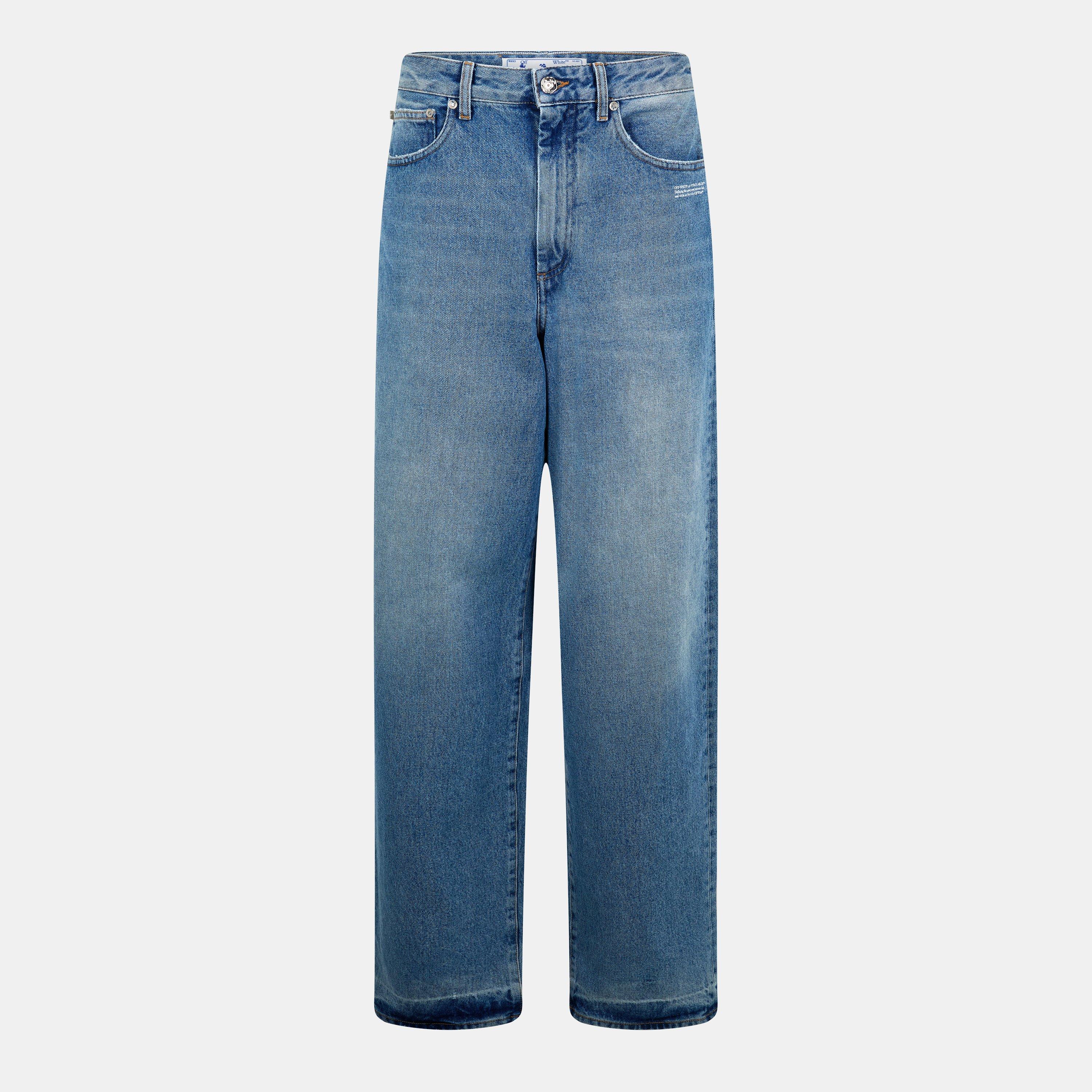 Blue/White - Off White - Women's Straight Jeans - 1