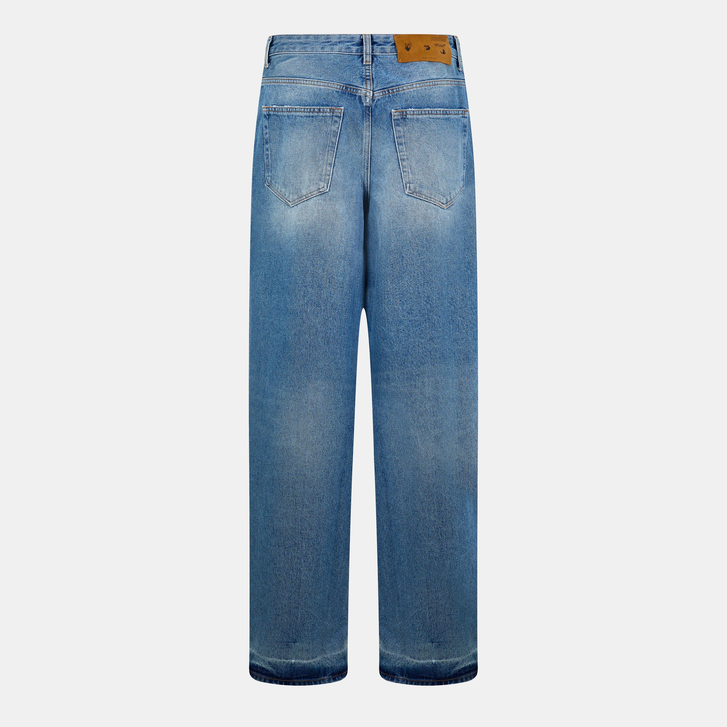 Blue/White - Off White - Women's Straight Jeans - 2