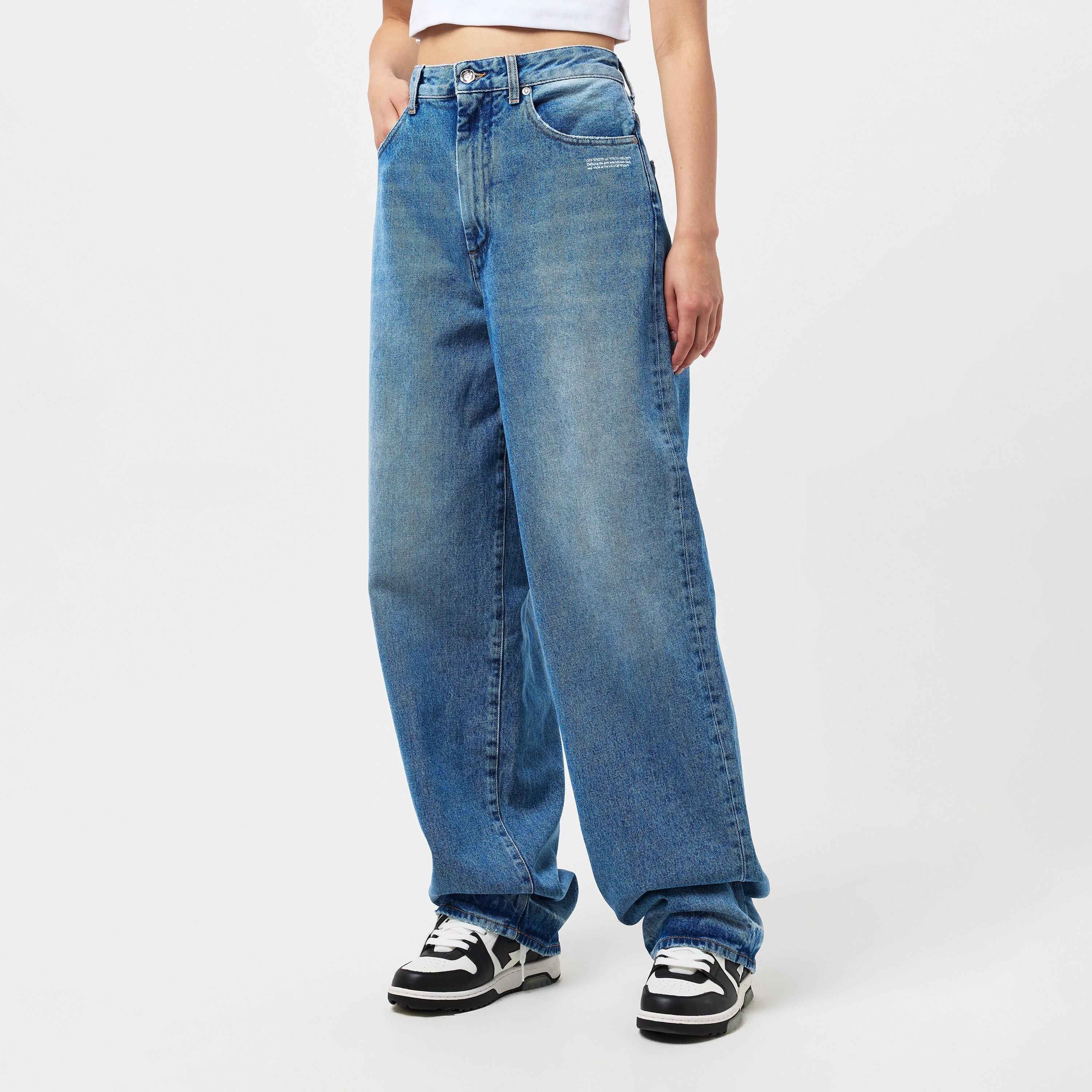 Blue/White - Off White - Women's Straight Jeans - 3