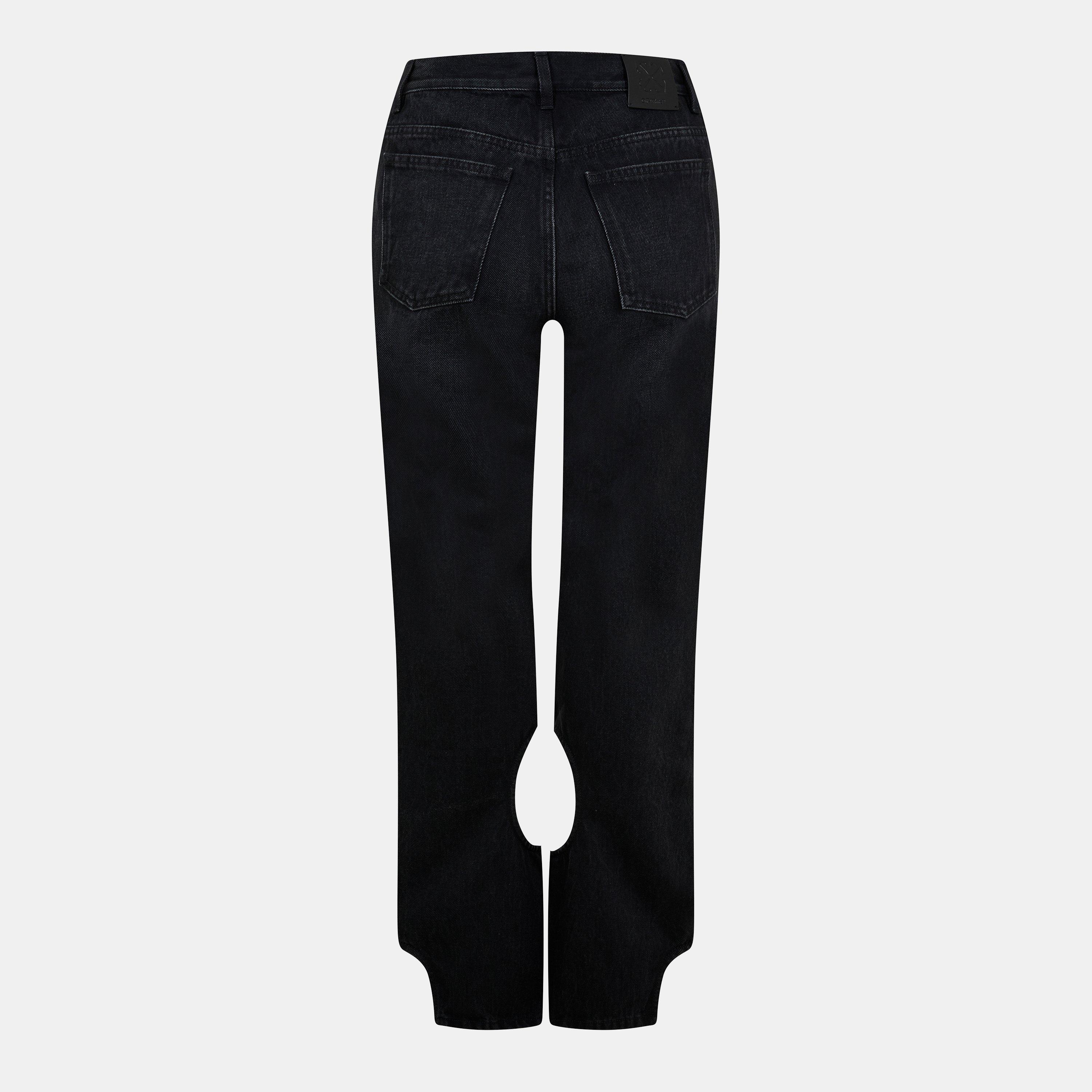 Black - Off White - Women's Straight Jeans - 2