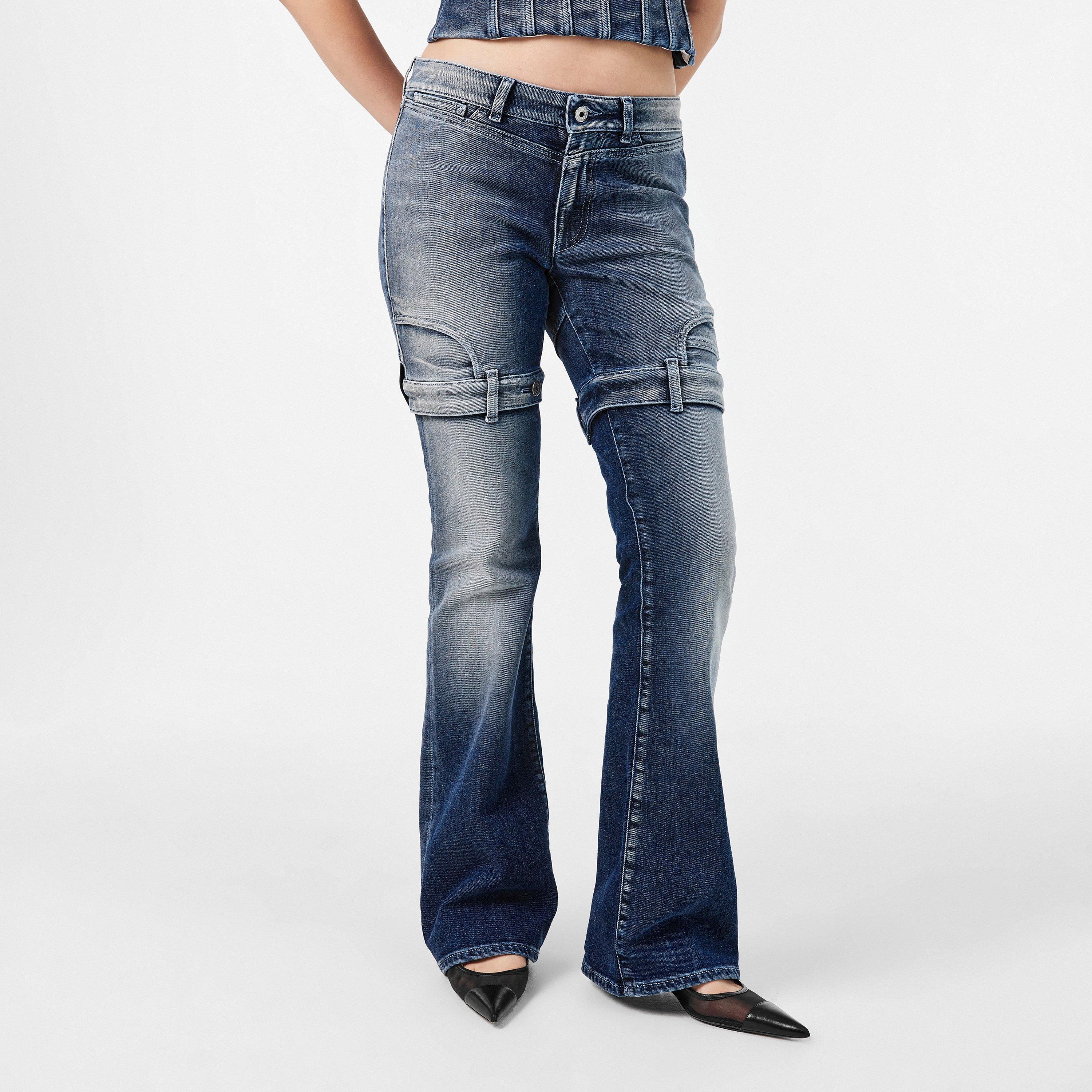 Blue - Off White - Women's Straight Jeans - 3