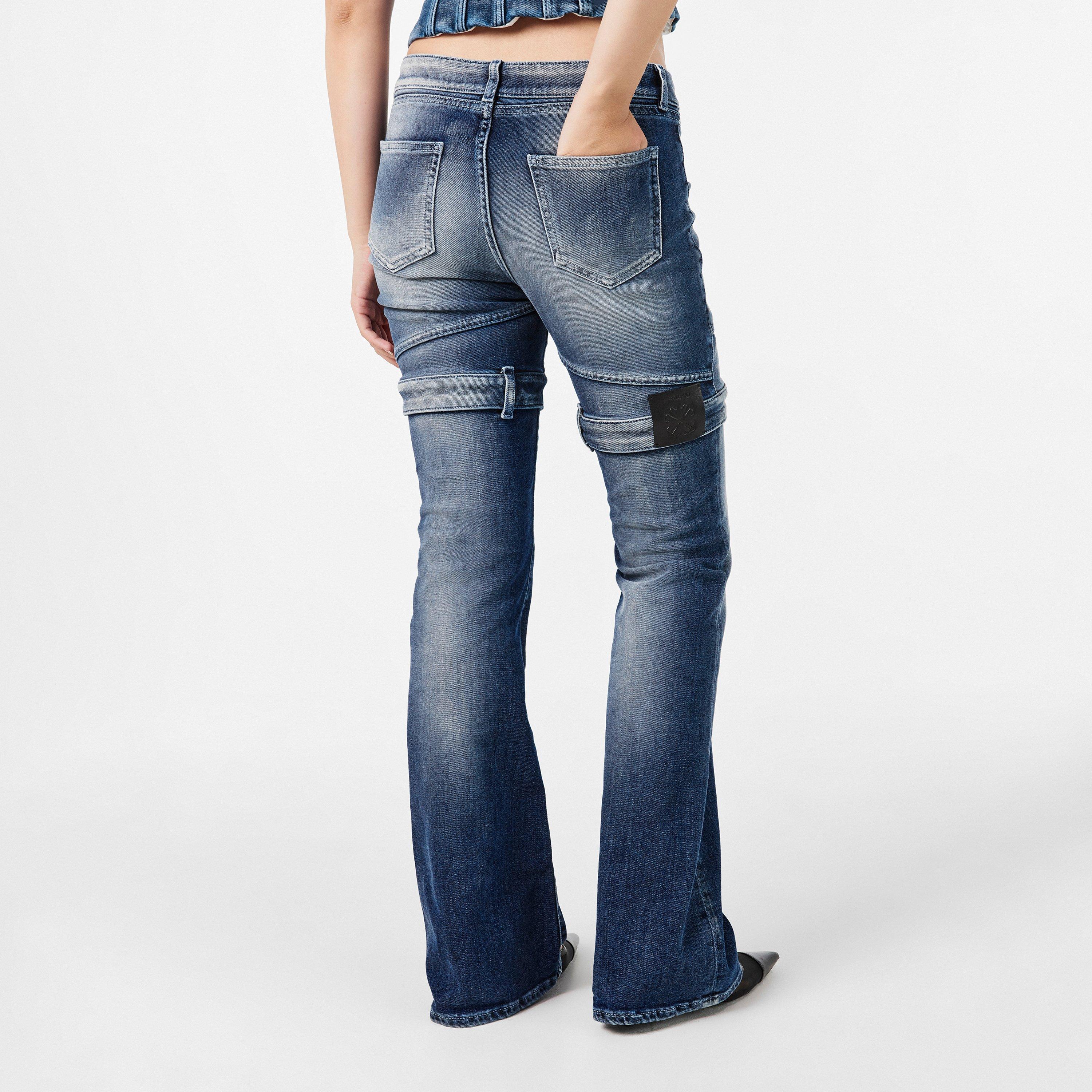 Blue - Off White - Women's Straight Jeans - 4
