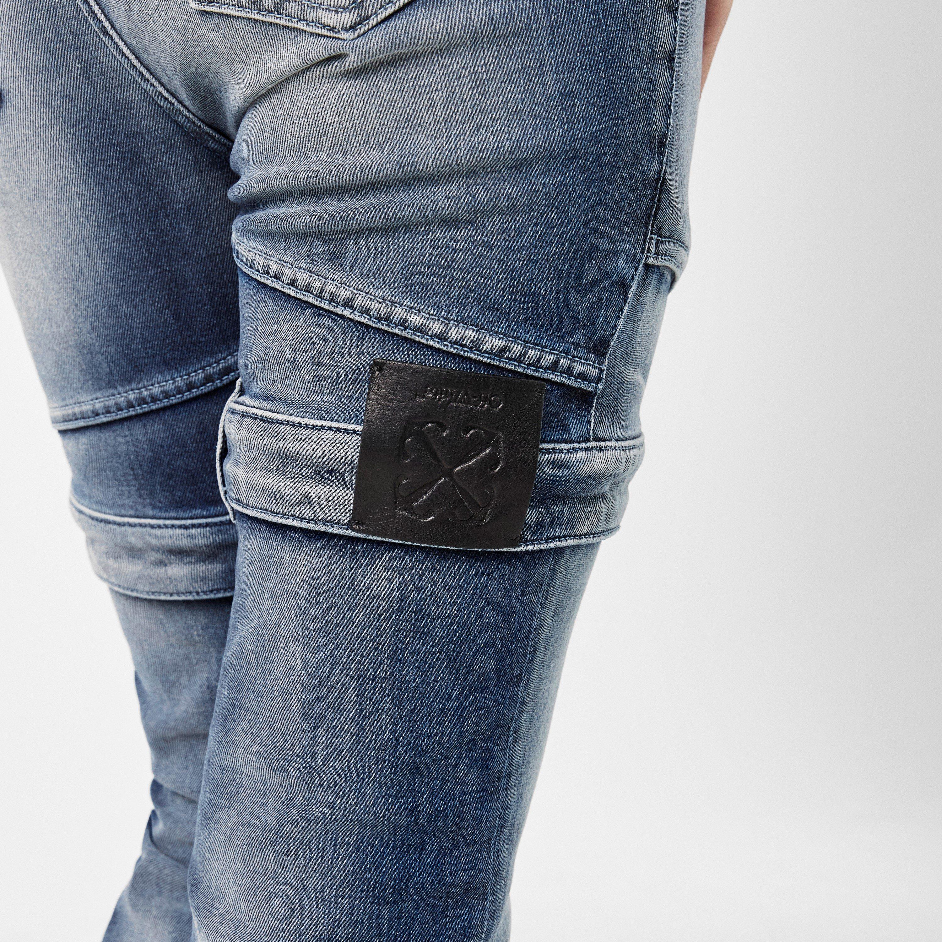 Blue - Off White - Women's Straight Jeans - 5