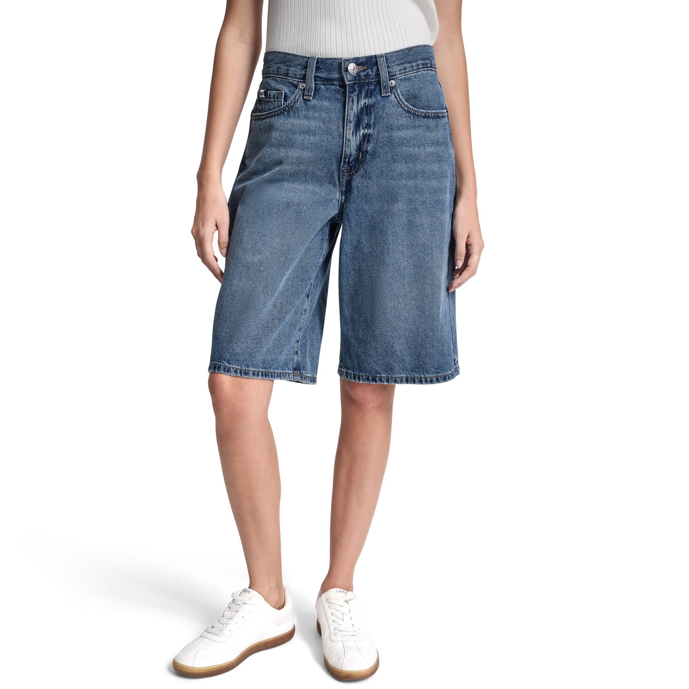 Dkny Women's Jeans Mid Rise Relaxed Bermuda Denim Short - Crown Street - 30W