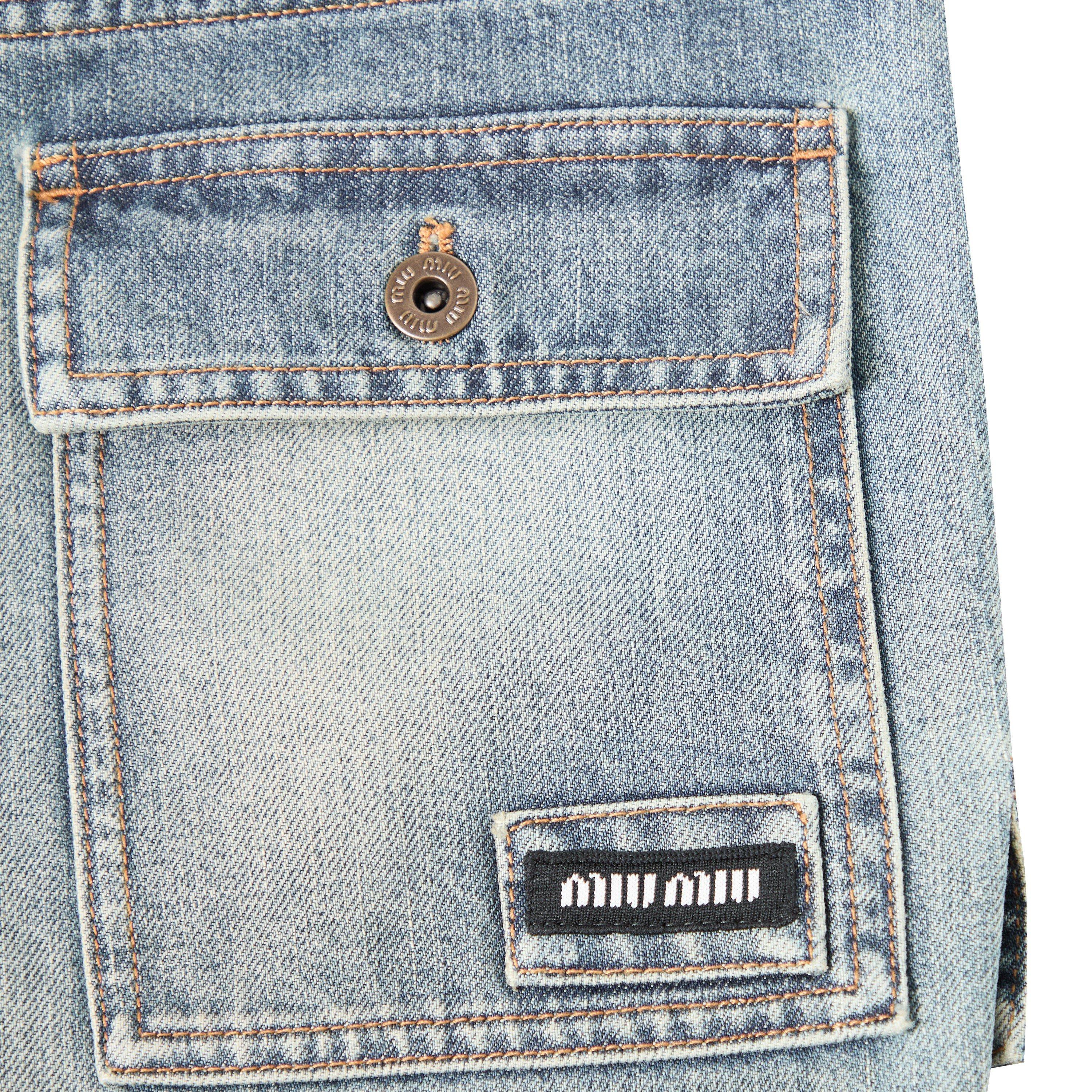 Azzurro - Miu Miu - Women's Pocket Denim Straight Leg Jeans - 5