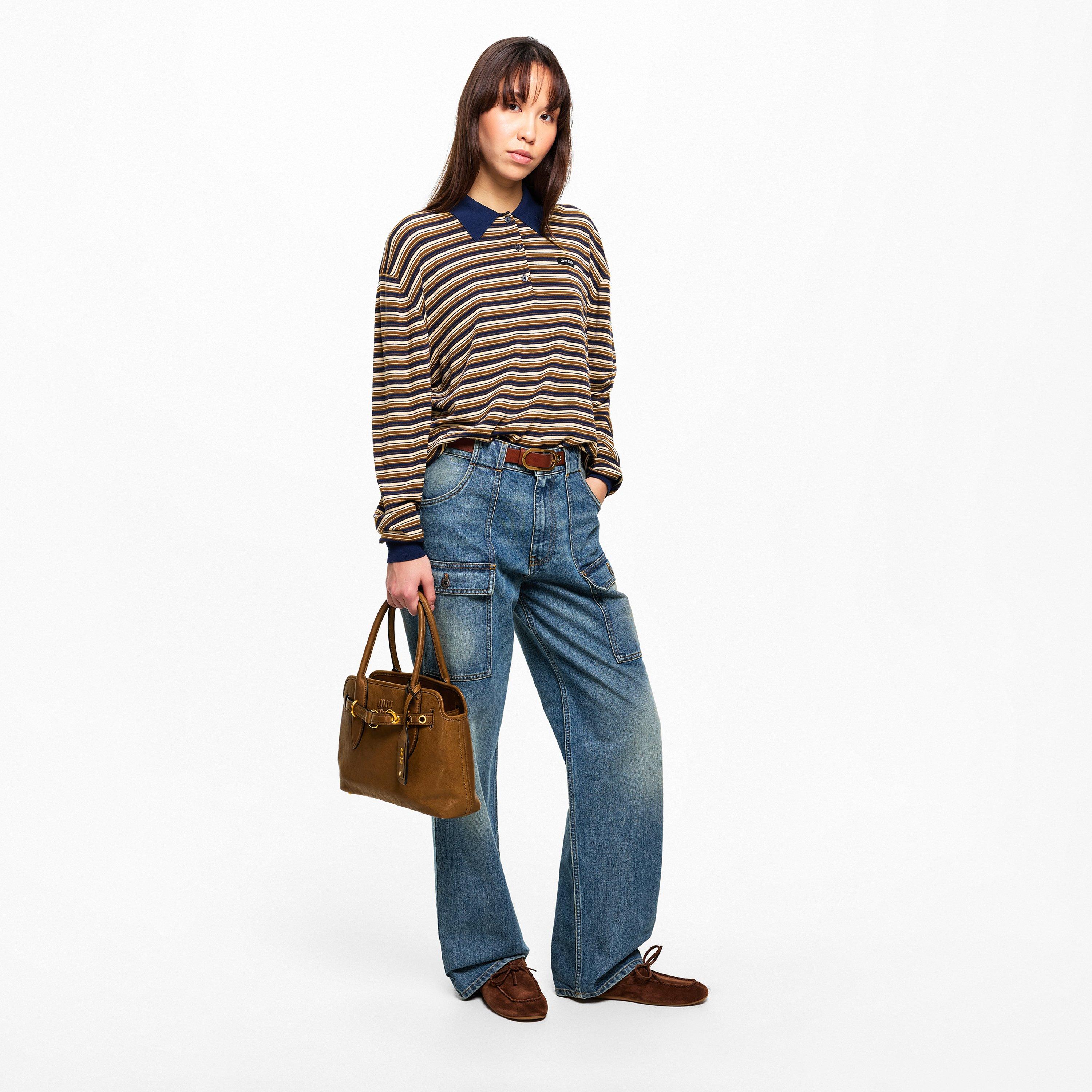 Azzurro - Miu Miu - Women's Pocket Denim Straight Leg Jeans - 6