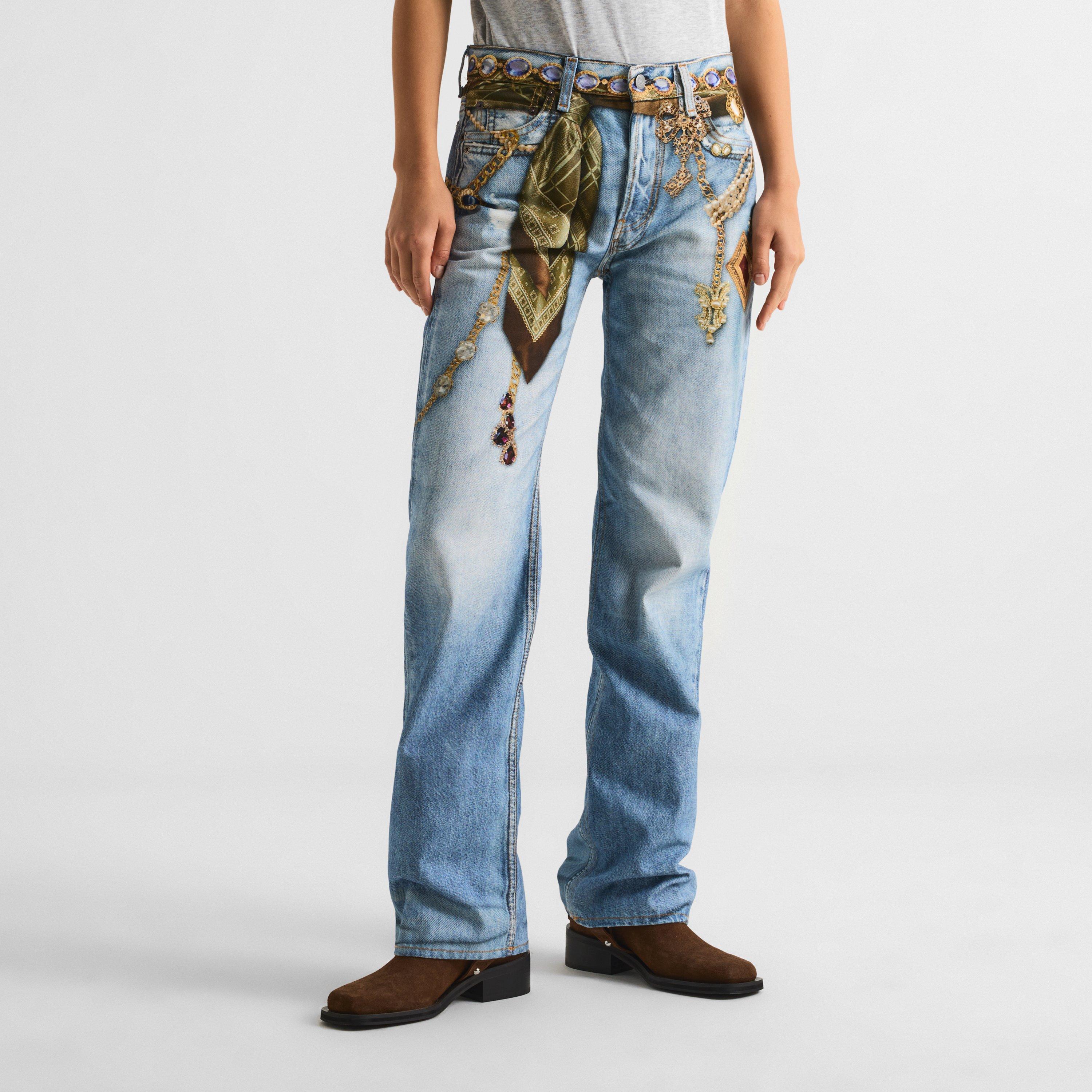 Blue - Acne Studios - Women's Jewellery Cotton Straight-Leg Jeans - 3