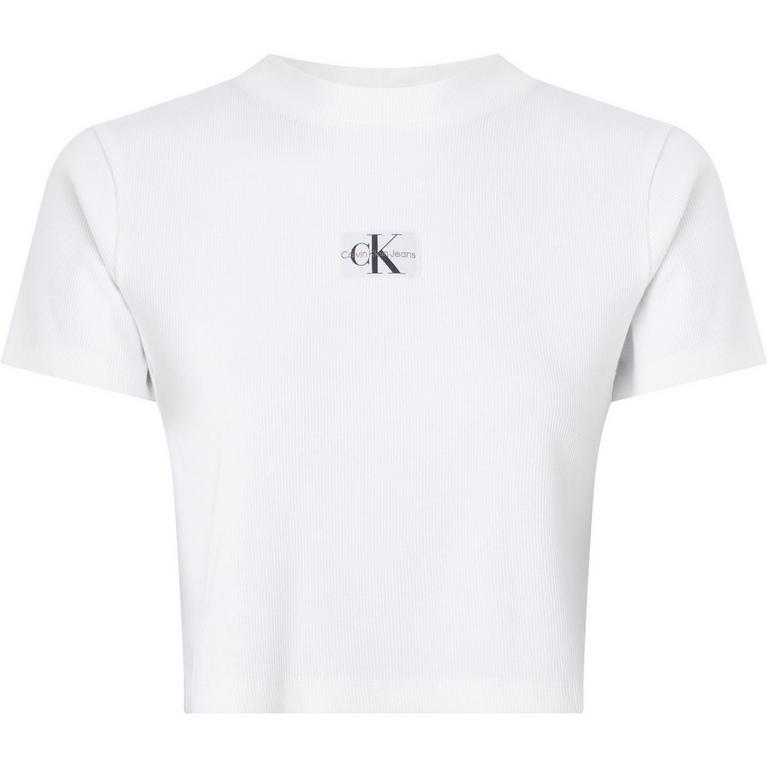 Blanc éclatant - Bottega Veneta short-sleeve shirt oversize - Badge Rib Short Sleeve T Shirt oversize - 1