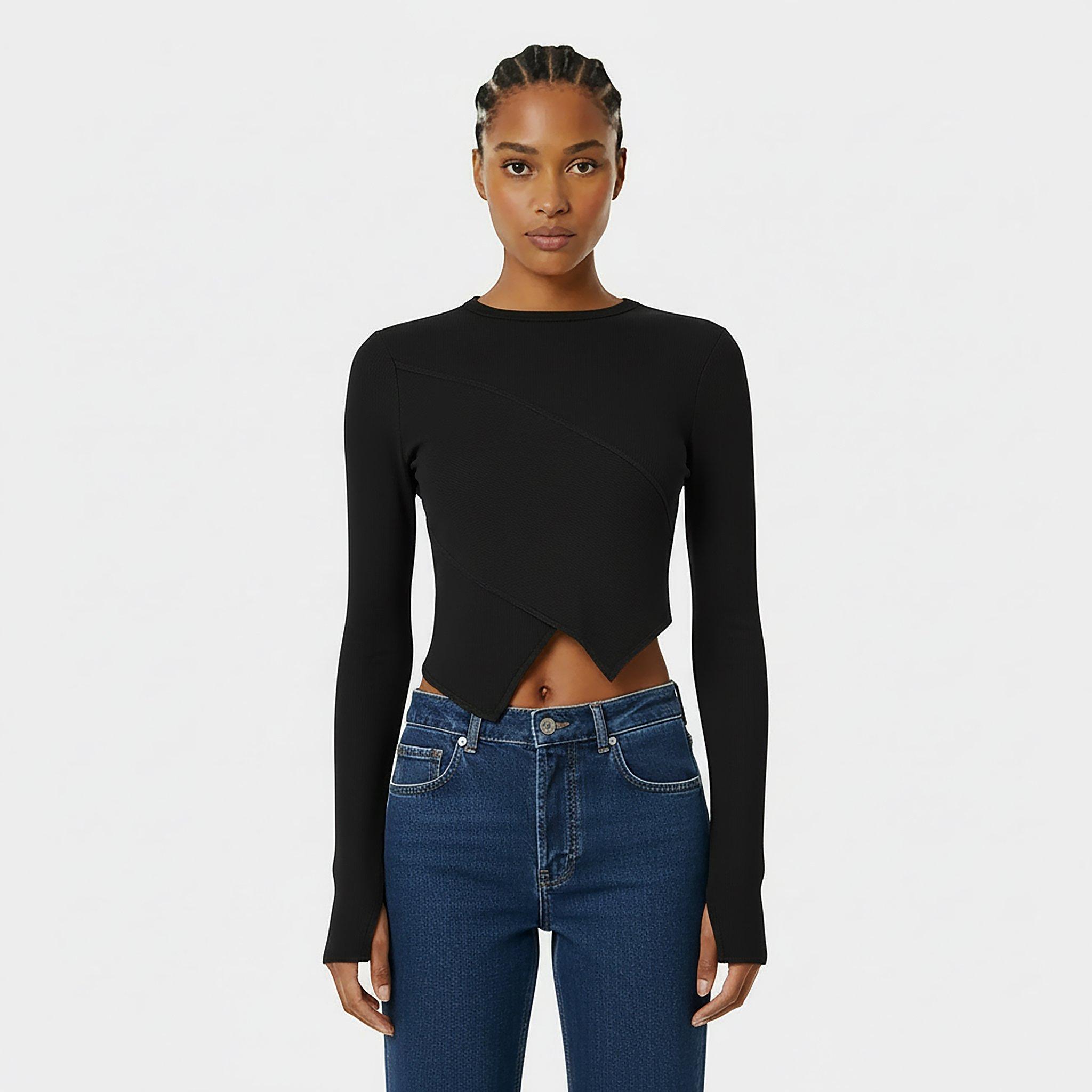 Black - Jack Wills - JW Asymmetric Rib Long-Sleeve T-Shirt - 3