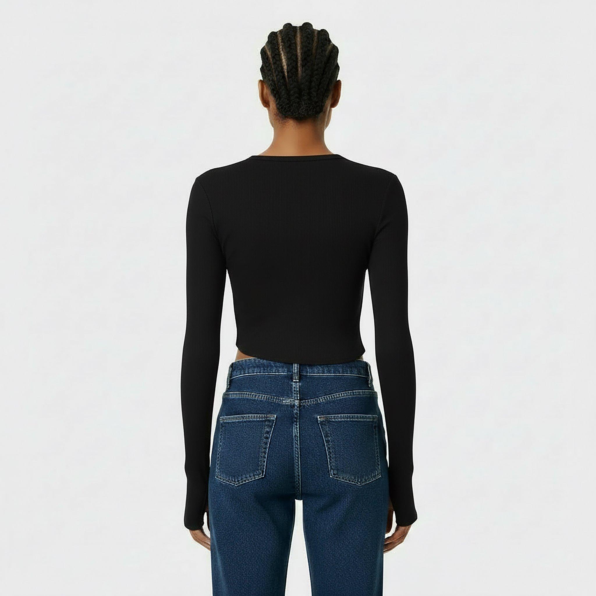 Black - Jack Wills - JW Asymmetric Rib Long-Sleeve T-Shirt - 4