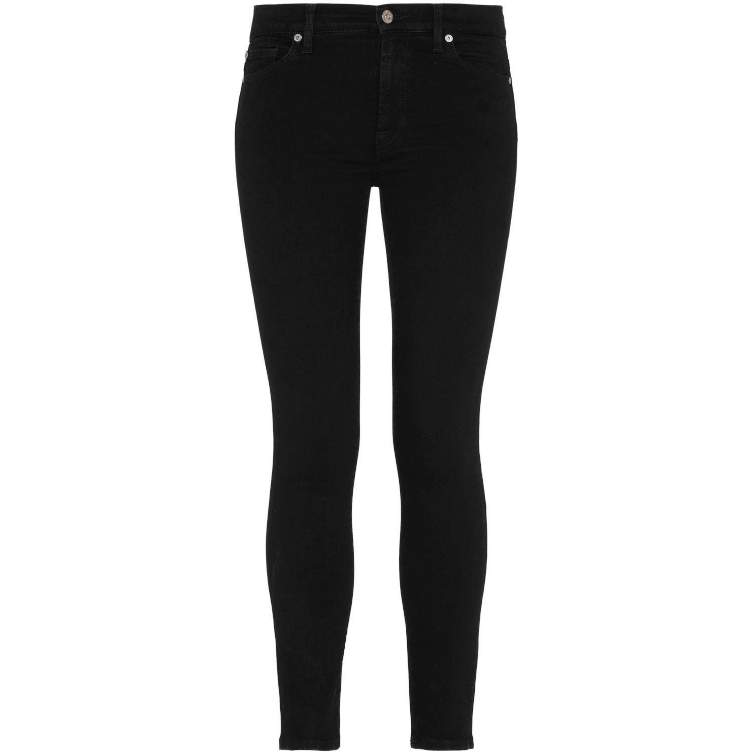 Black Rinsed - 7 For All Mankind - Women's High-Waisted Cropped Skinny Jeans - 7