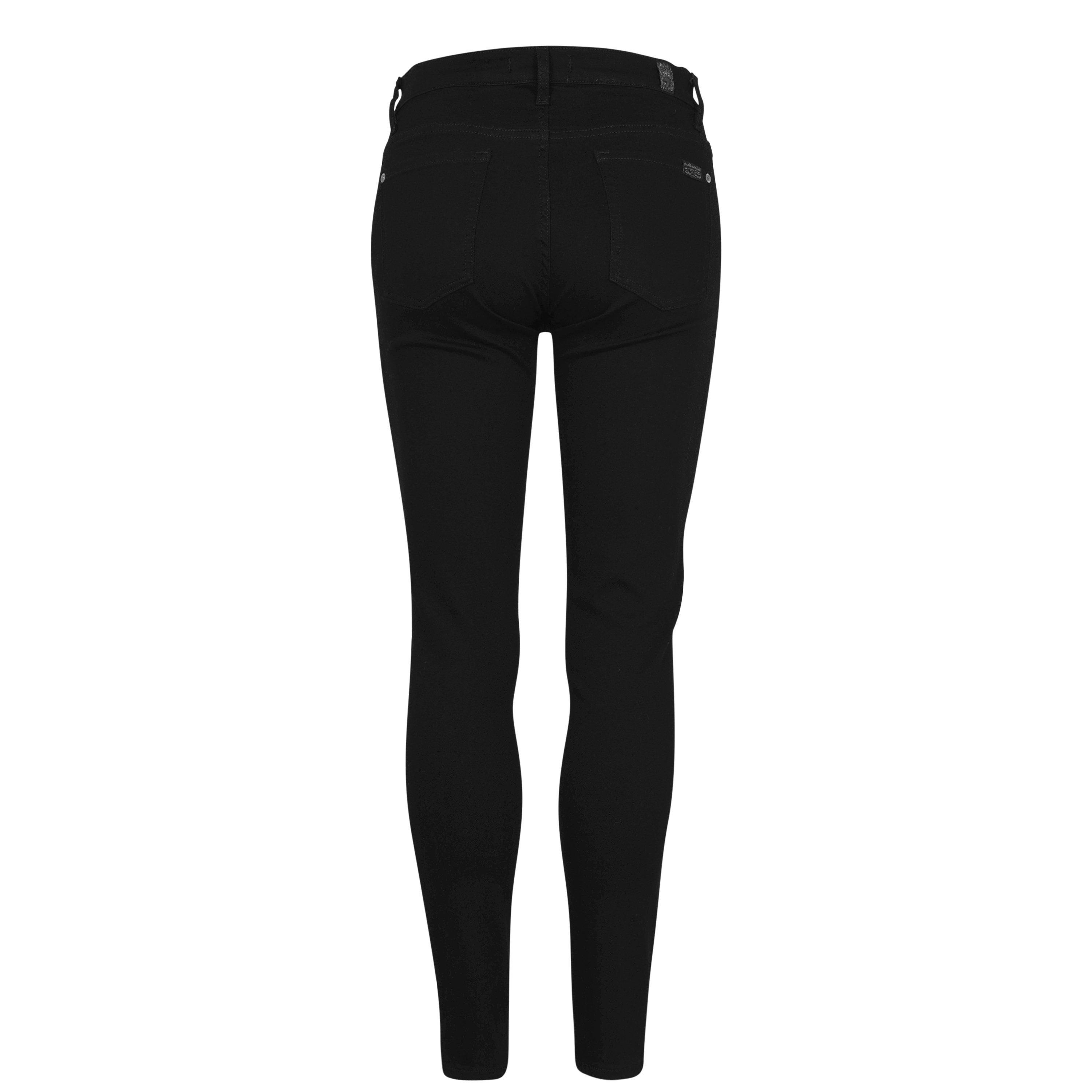 Black Rinsed - 7 For All Mankind - Women's High-Waisted Cropped Skinny Jeans - 8