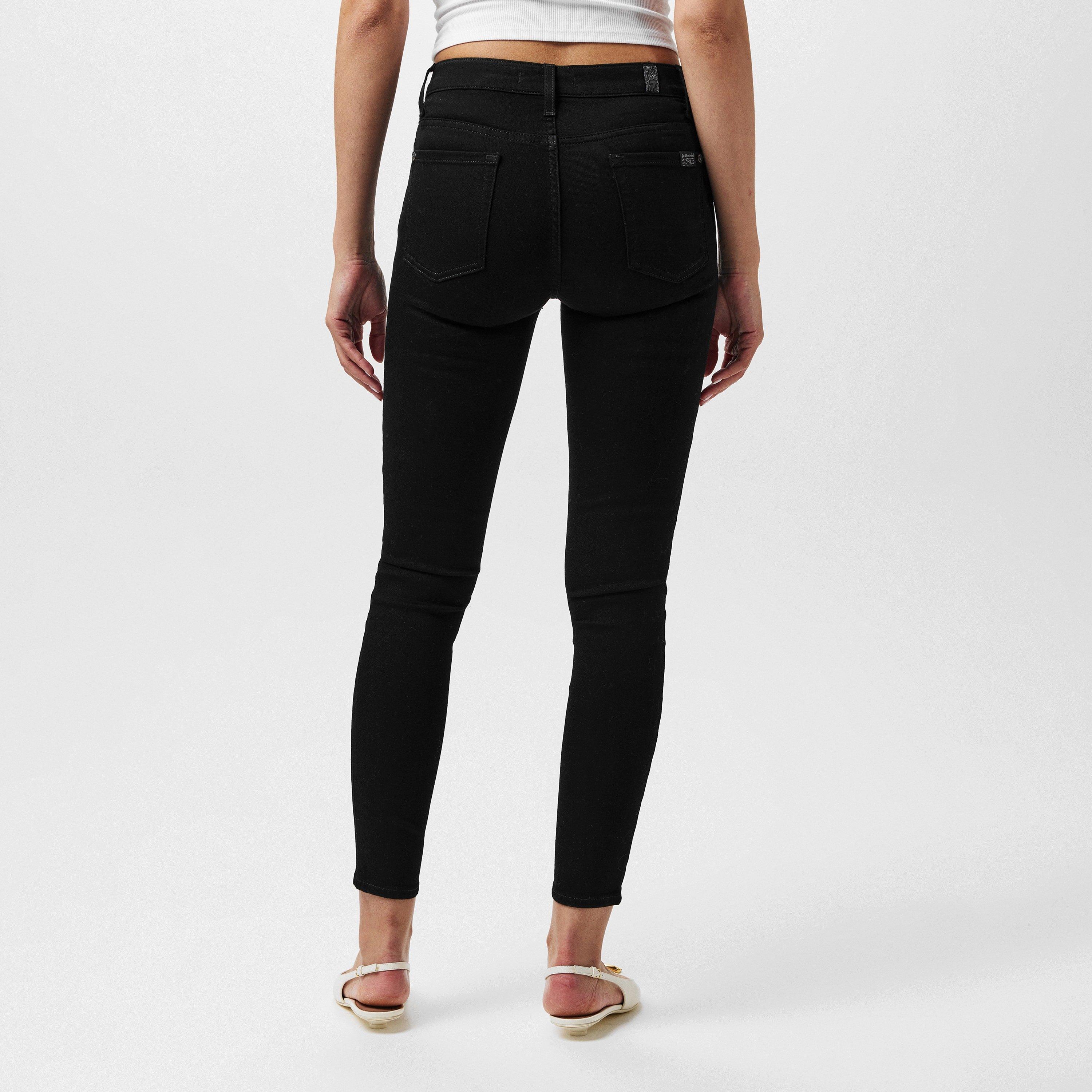 Black Rinsed - 7 For All Mankind - Women's High-Waisted Cropped Skinny Jeans - 3