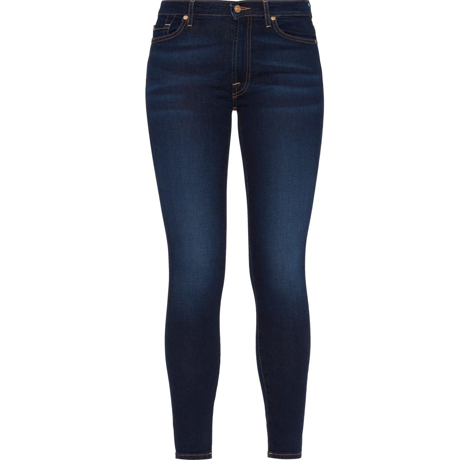 Rinsed Blue - 7 For All Mankind - Women's High-Waisted Cropped Skinny Jeans - 1