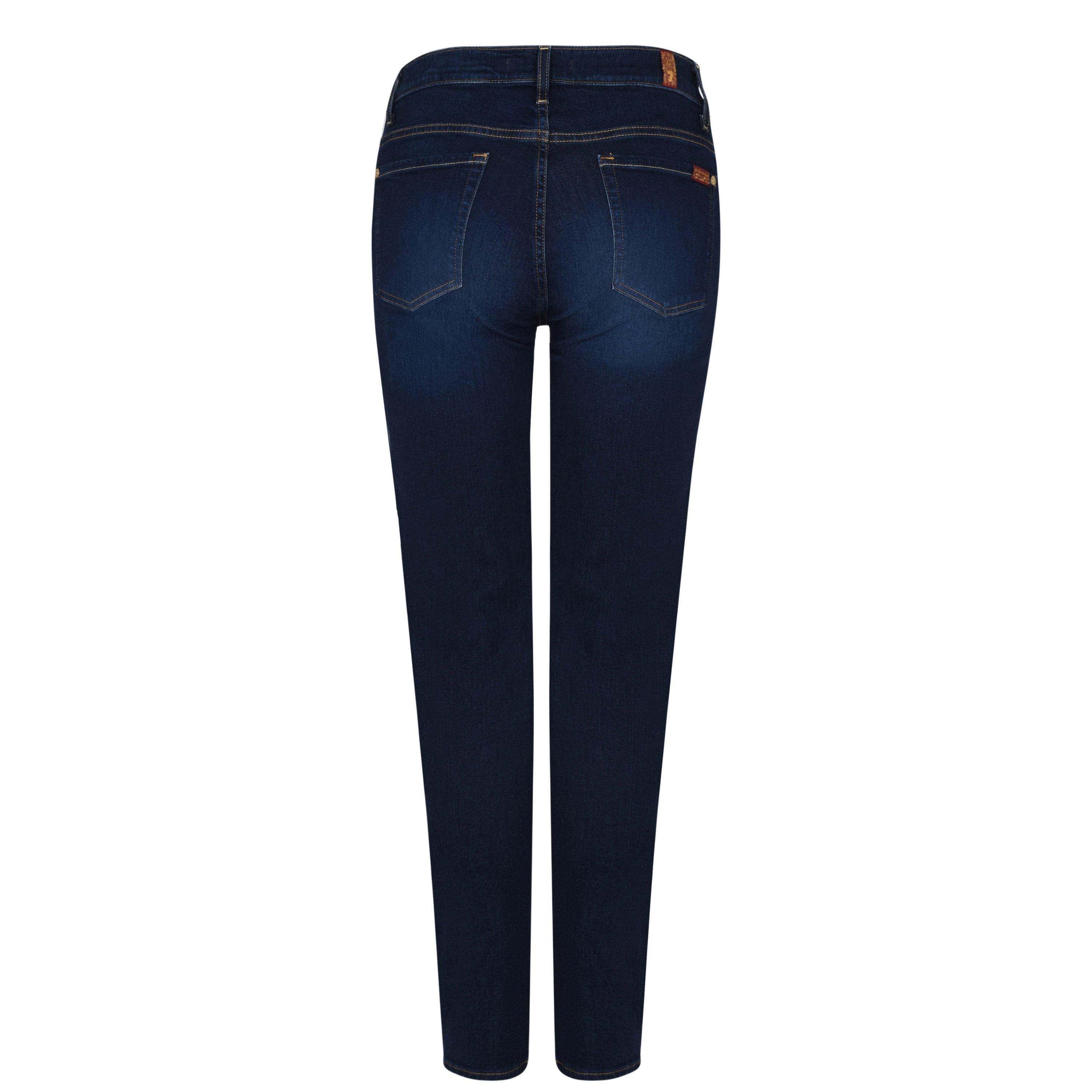 Rinsed Blue - 7 For All Mankind - Women's High-Waisted Cropped Skinny Jeans - 5