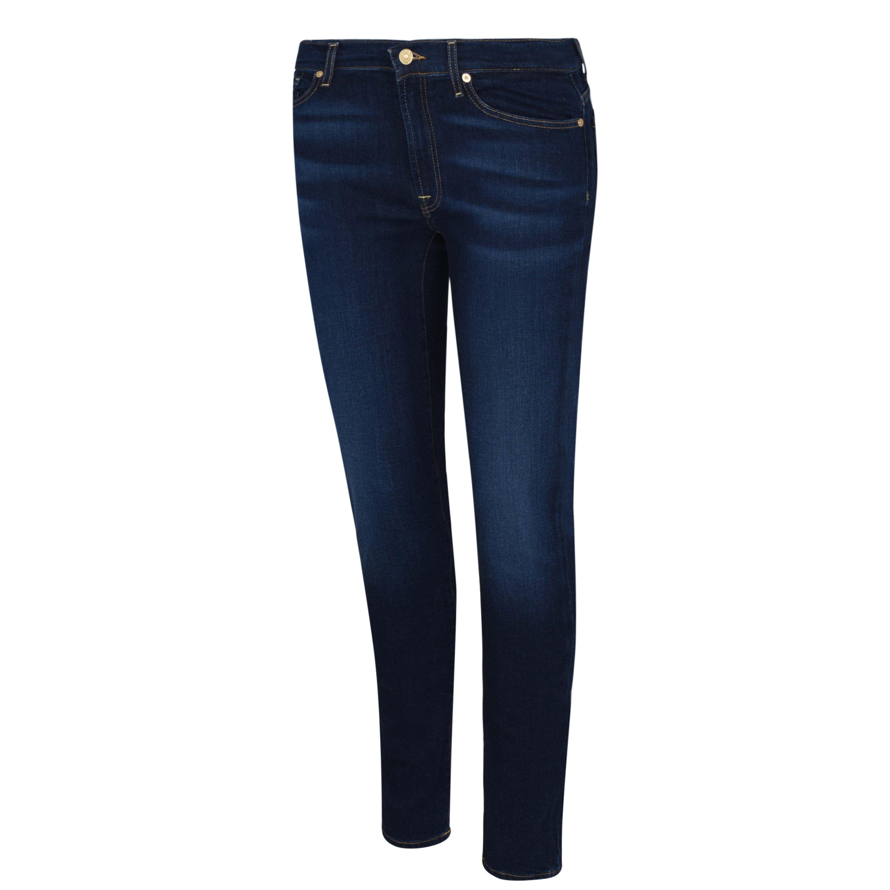 Rinsed Blue - 7 For All Mankind - Women's High-Waisted Cropped Skinny Jeans - 6