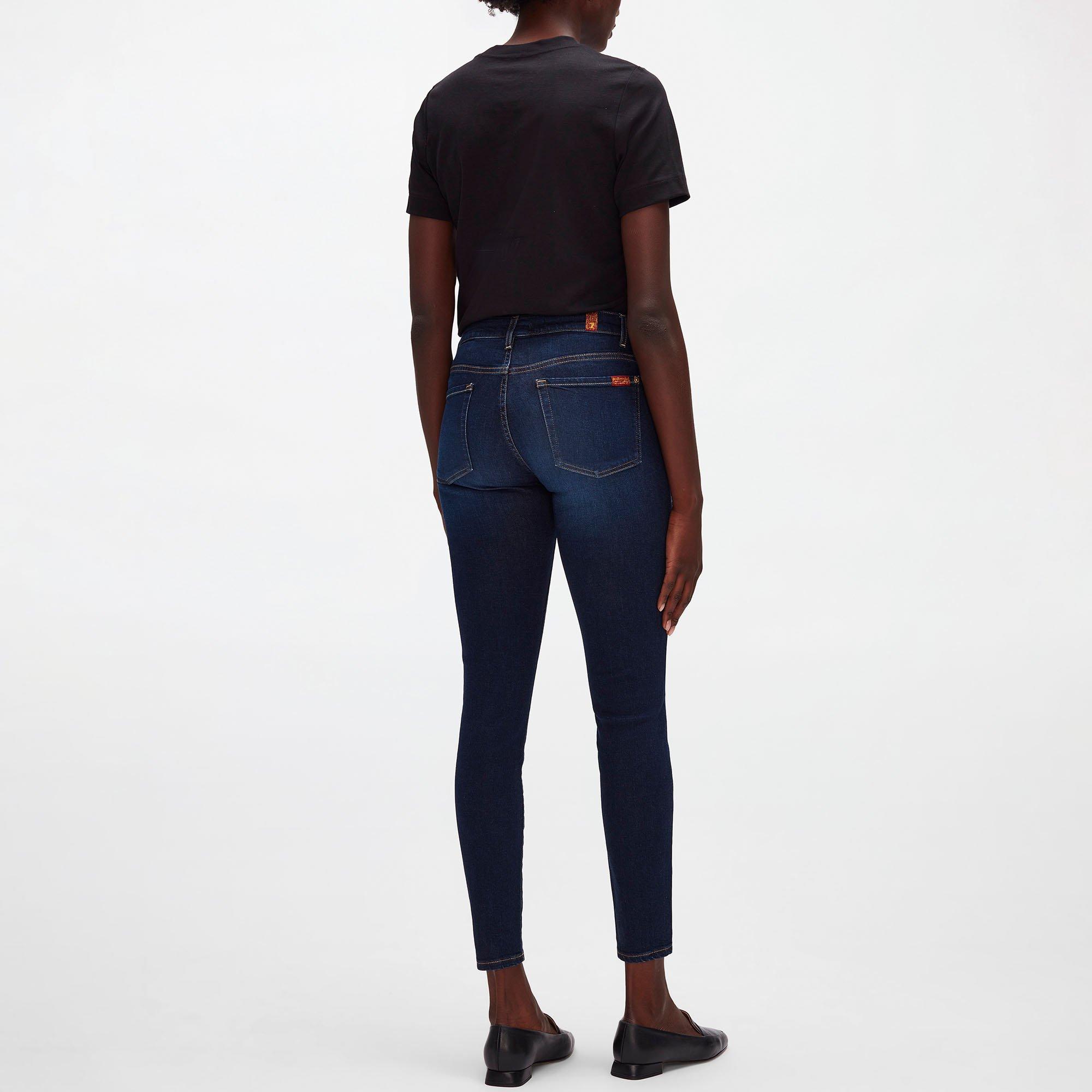 Rinsed Blue - 7 For All Mankind - Women's High-Waisted Cropped Skinny Jeans - 3