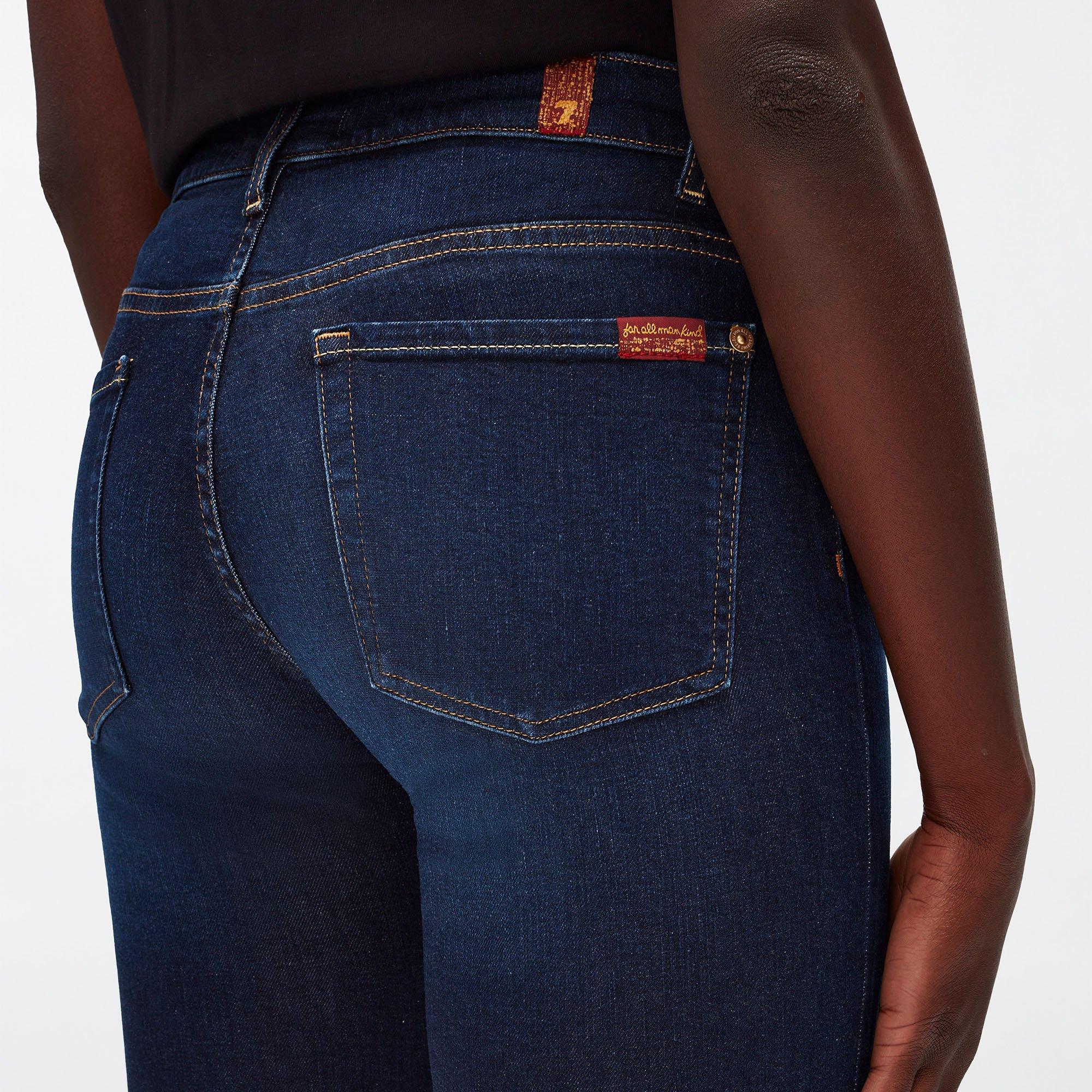 Rinsed Blue - 7 For All Mankind - Women's High-Waisted Cropped Skinny Jeans - 4