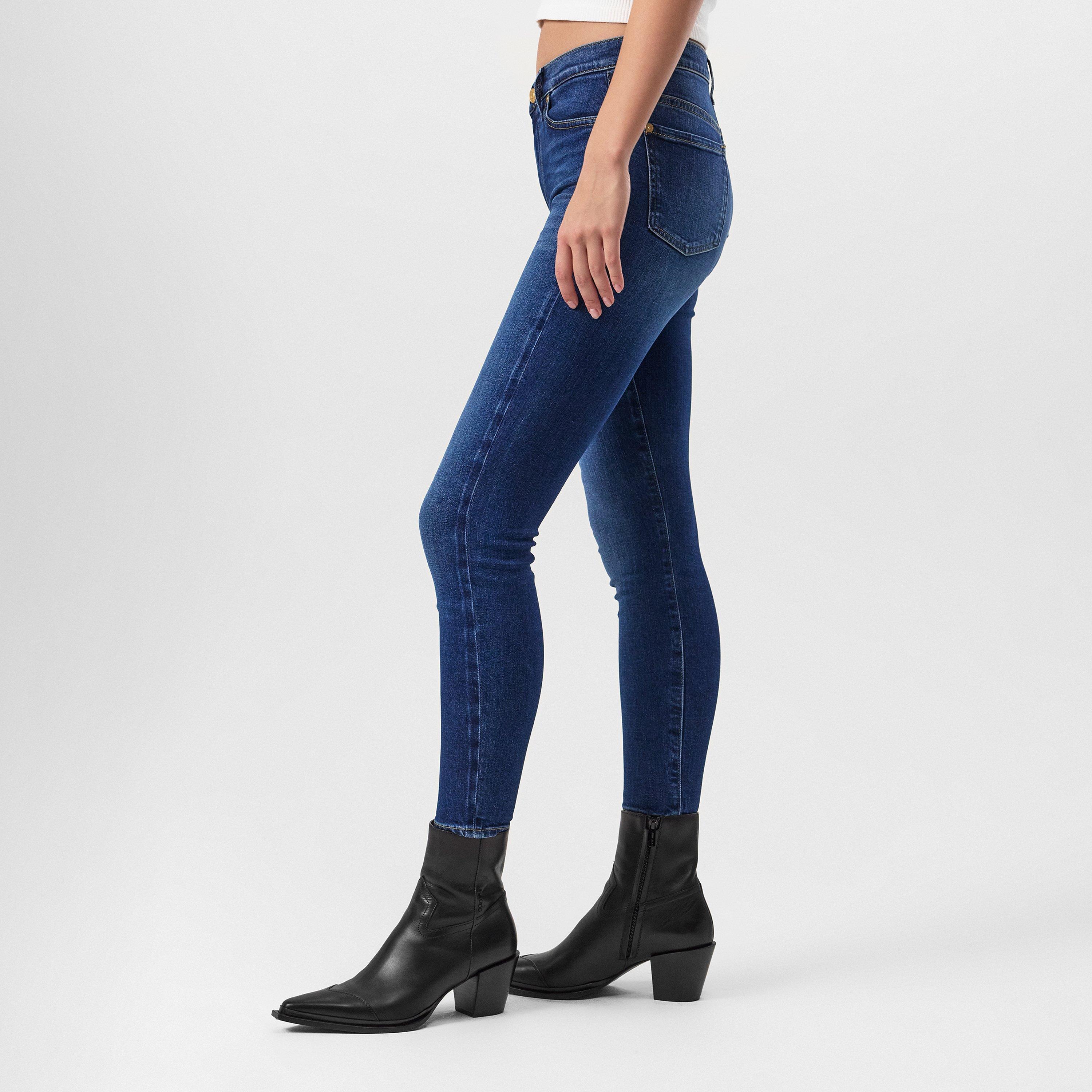 Mid Blue - 7 For All Mankind - Women's High-Waisted Cropped Skinny Jeans - 2