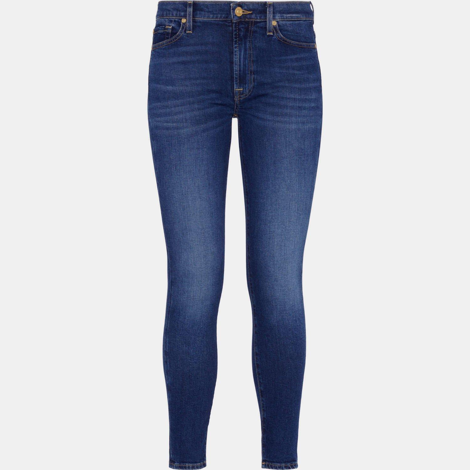 Mid Blue - 7 For All Mankind - Women's High-Waisted Cropped Skinny Jeans - 5