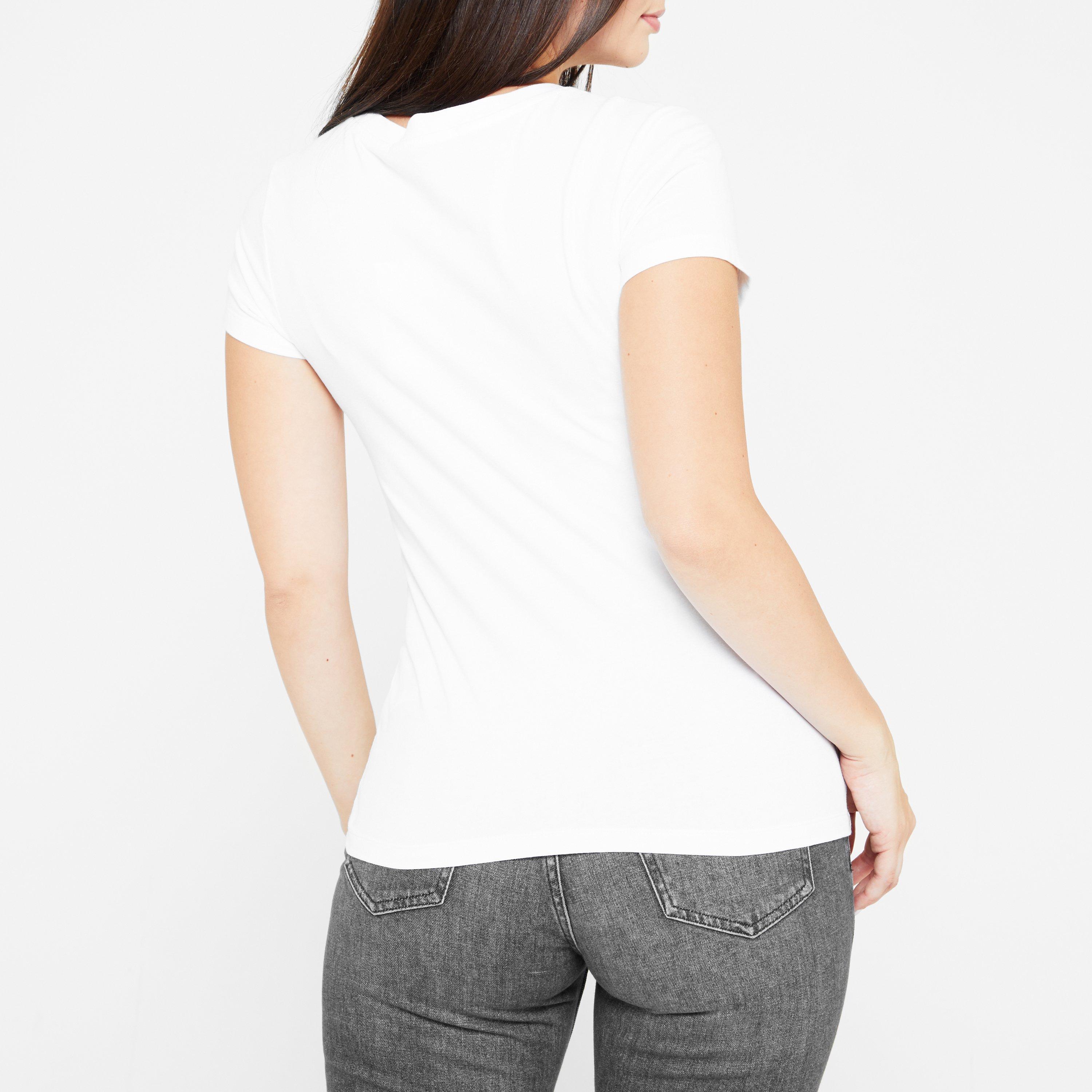 BRIGHT WHT YAF - Calvin Klein Jeans - Embroidery Stretch V-neck T-shirt - 3