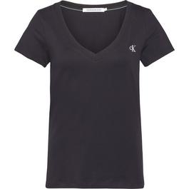 Calvin Klein Jeans Embroidery Stretch V neck T shirt