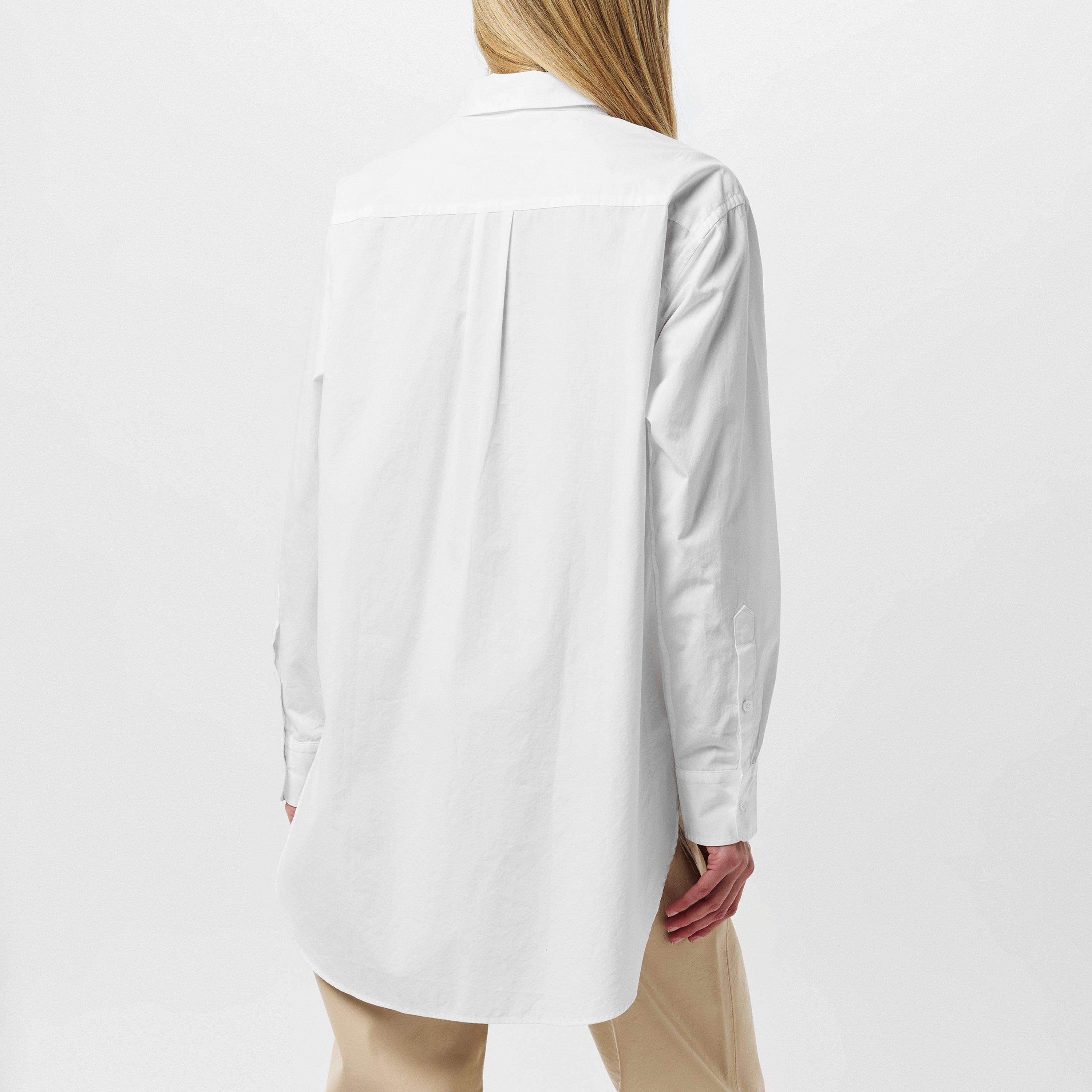 White 100 - Boss - Women's Bostucci Button Down Blouse, Lightweight Semi-Sheer Cotton Shirt - 4