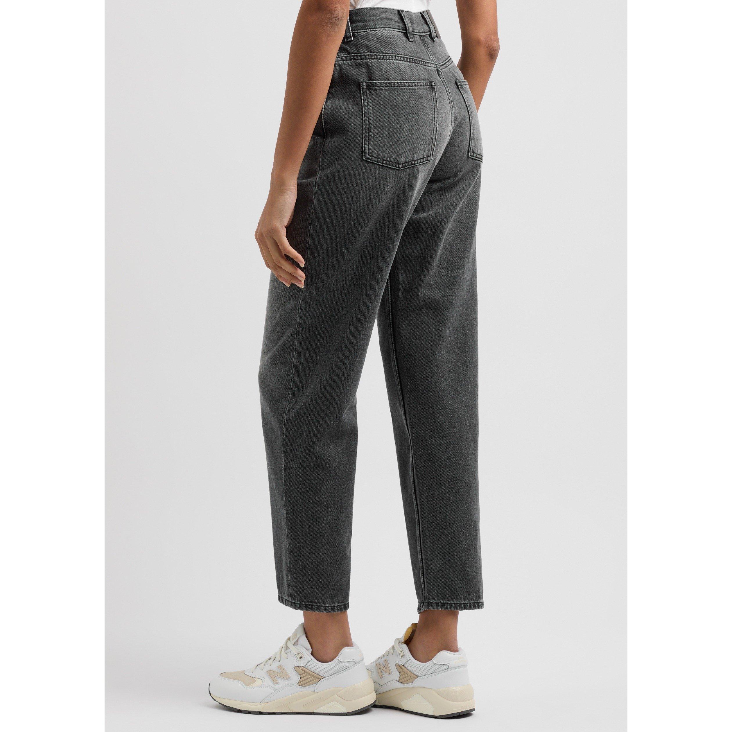 GREY - Moncler - Women's High-Waisted Cotton Straight Leg Jeans - 3