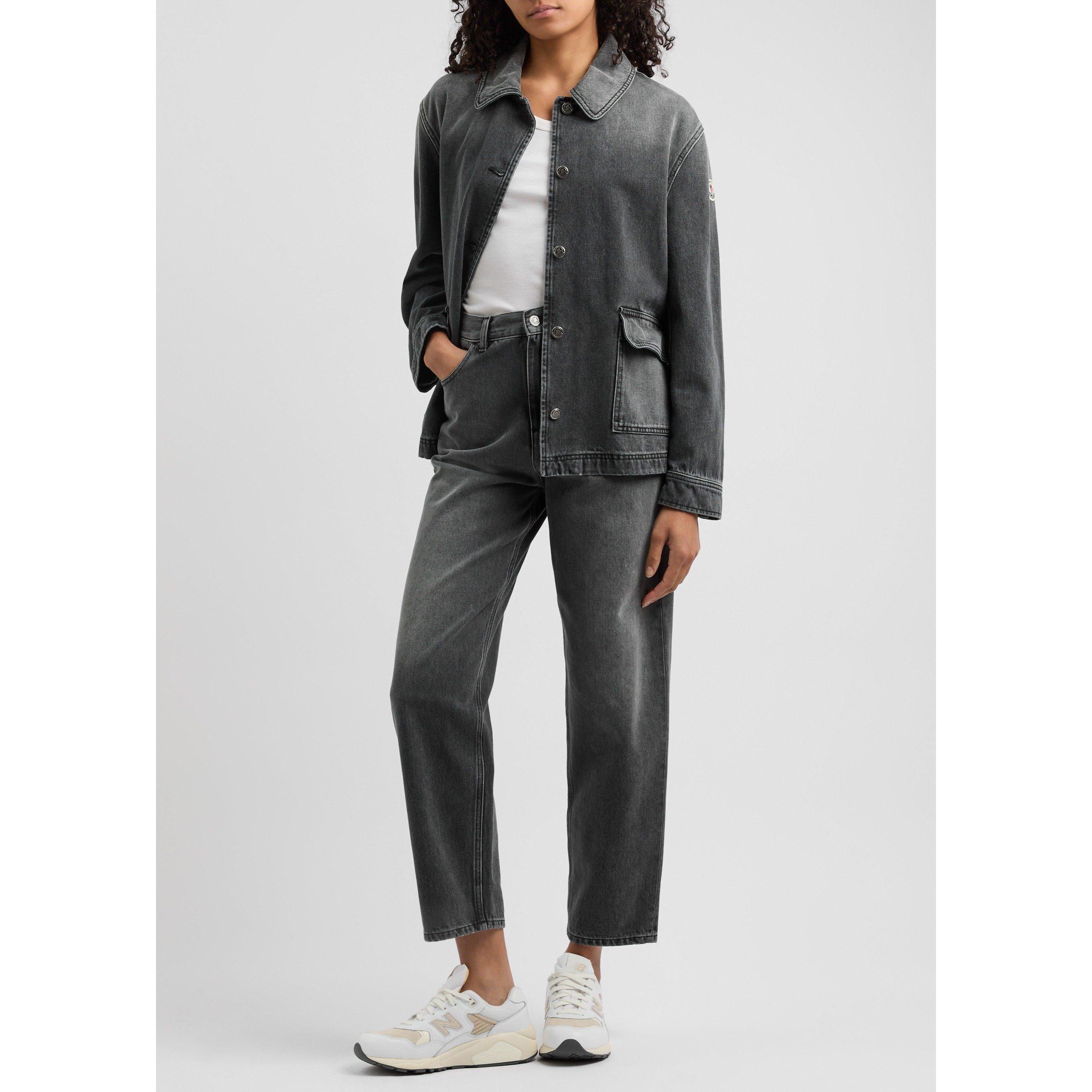 GREY - Moncler - Women's High-Waisted Cotton Straight Leg Jeans - 5