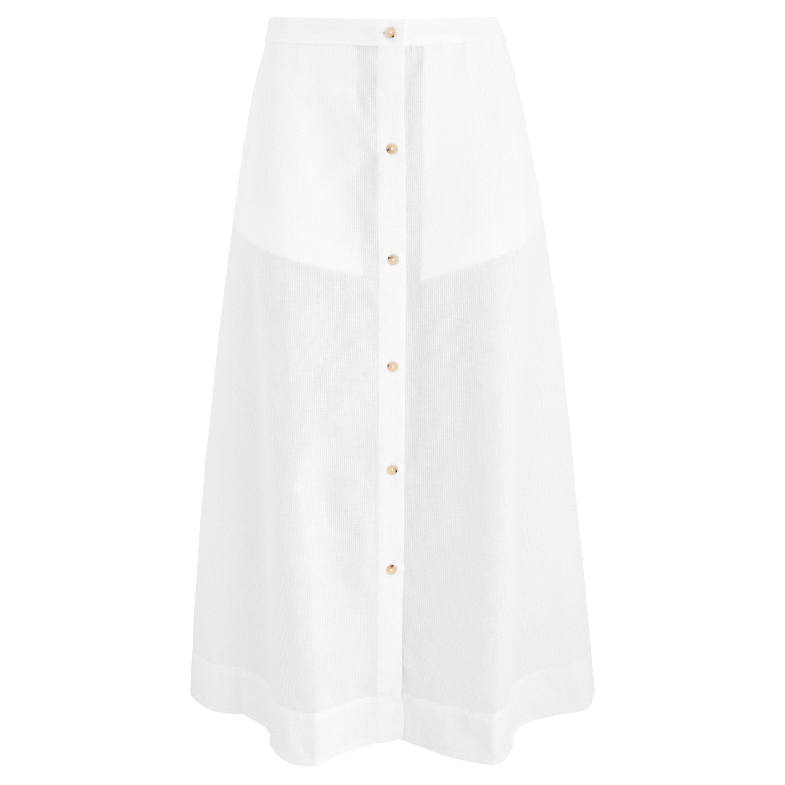 WHITE - Toteme - Women's Jacquard Stripe Cotton A-Line Skirt