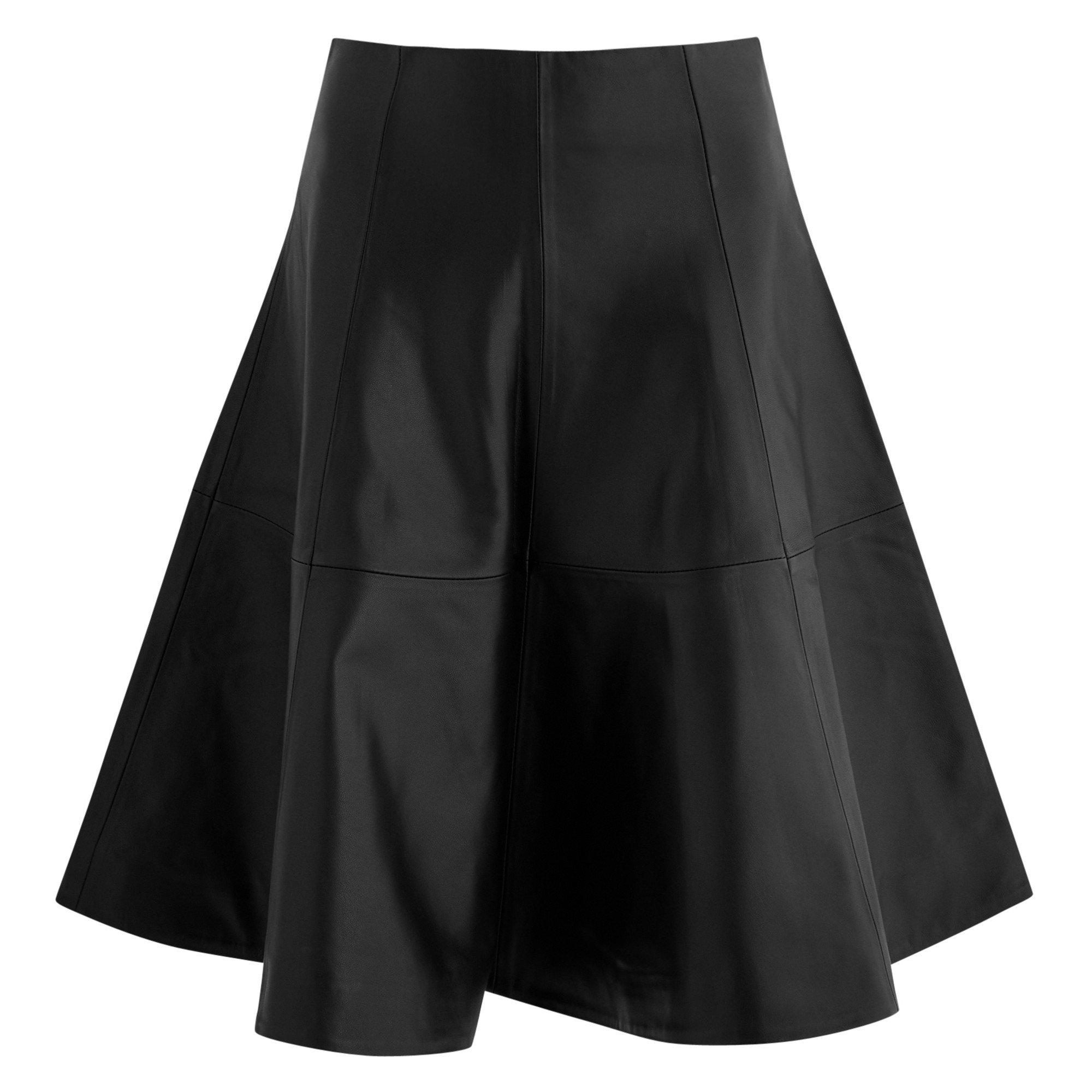 BLACK - AEXAE - LS LEATHER A-LINE MIDI SK