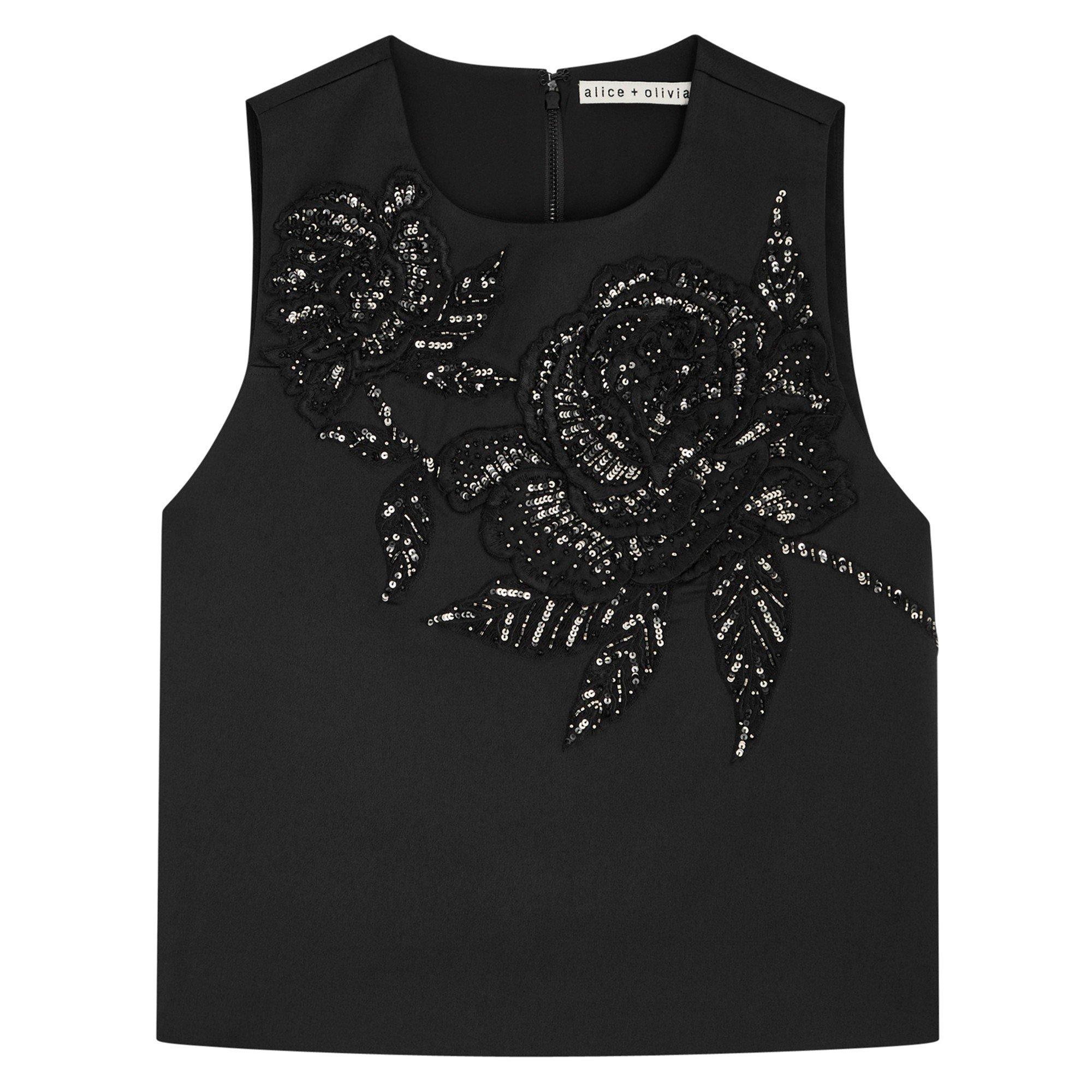 BLACK - Alice And Olivia - T AMAL EMBELLISHED SS TANK TOP