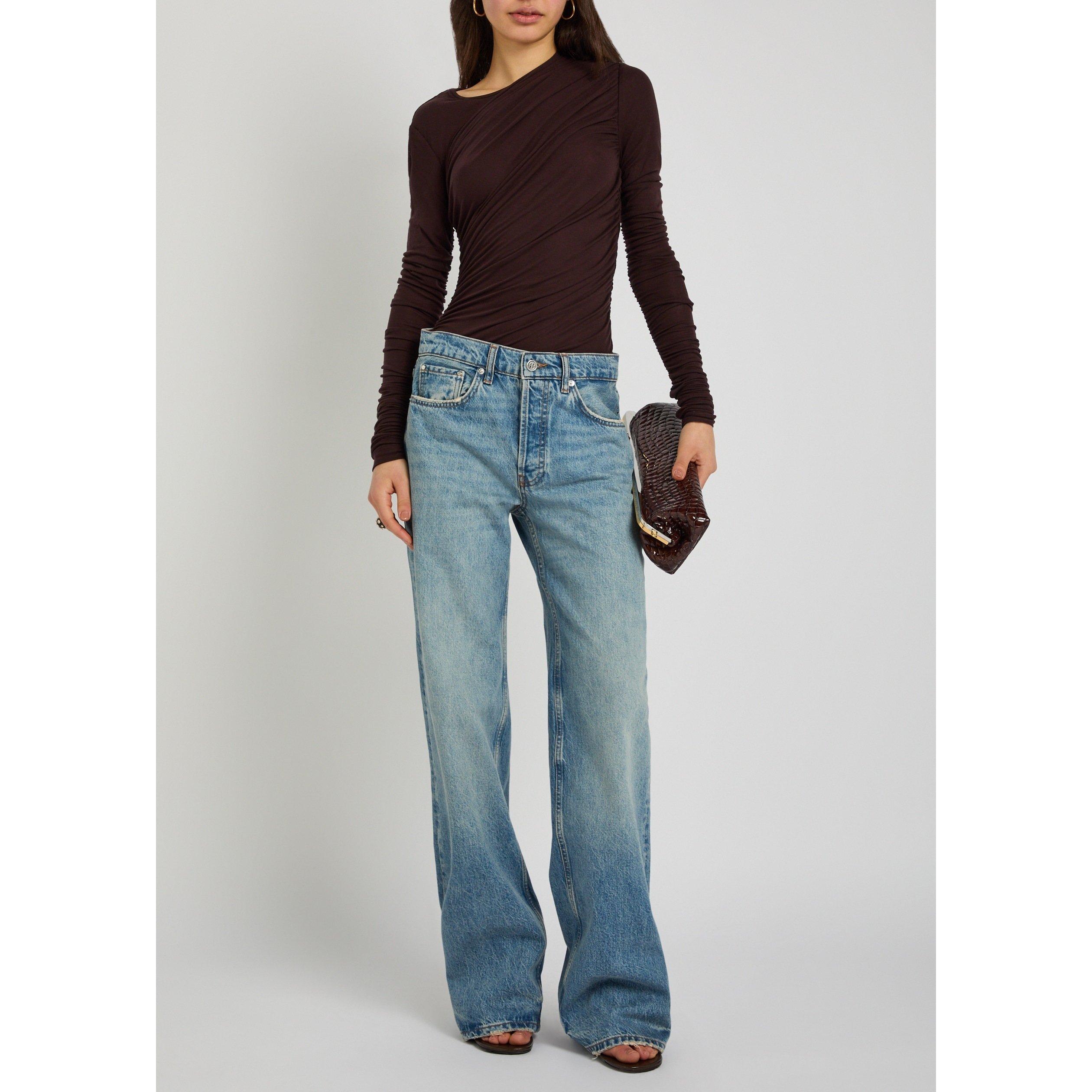 DARK BROWN - Agolde - Women's Tania Twist Lyocell Slim-Fit Long-Sleeve T-Shirt - 5