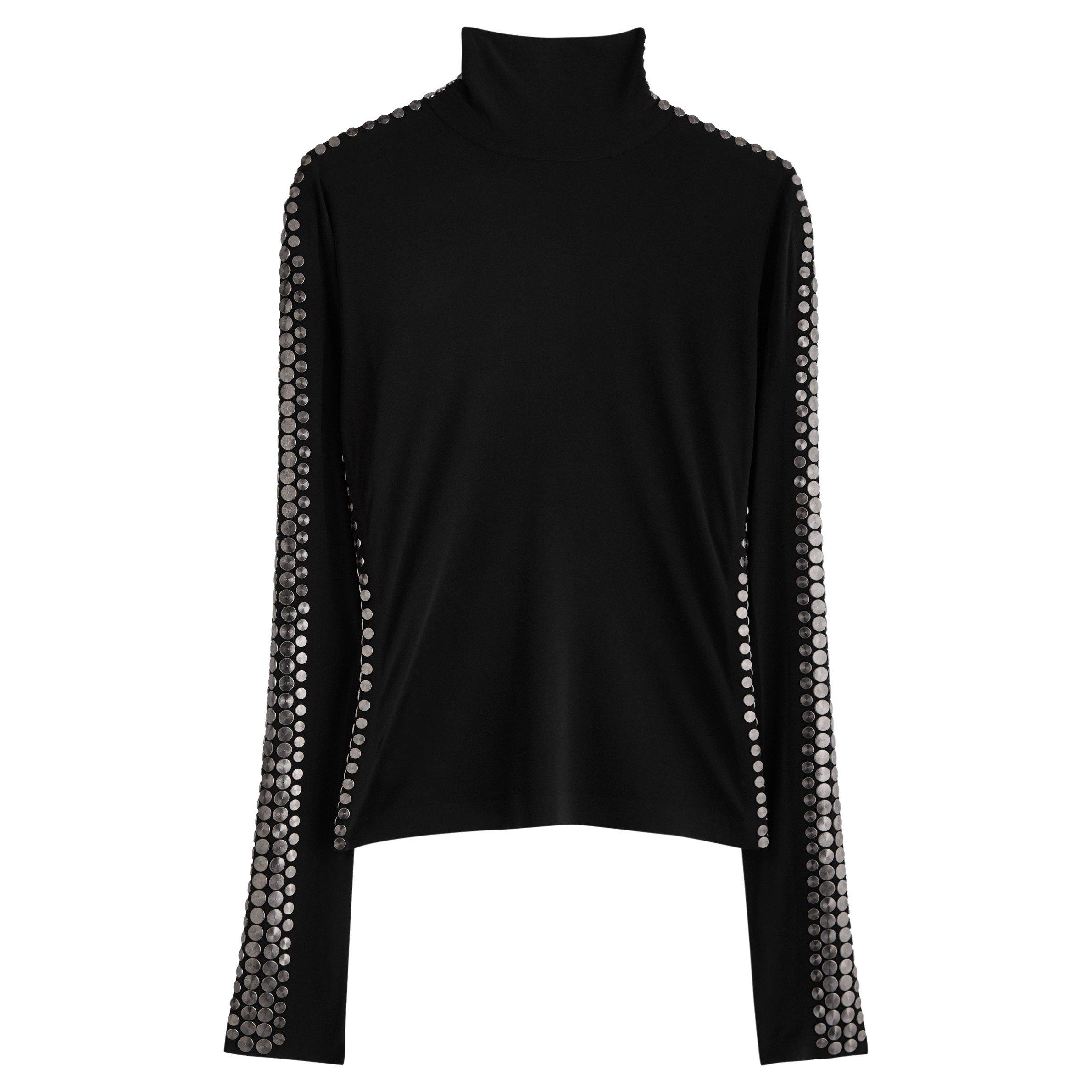BLACK - Norma Kamali - GUNMETAL STUD SLIM FIT LONG SL