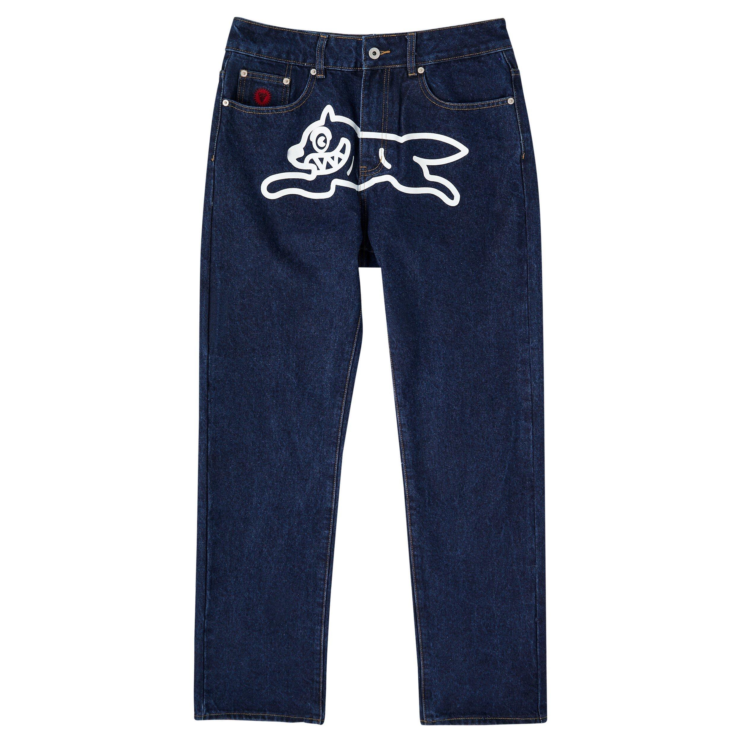 INDIGO - Unknown - Men's Running Dog Cotton Straight Jeans