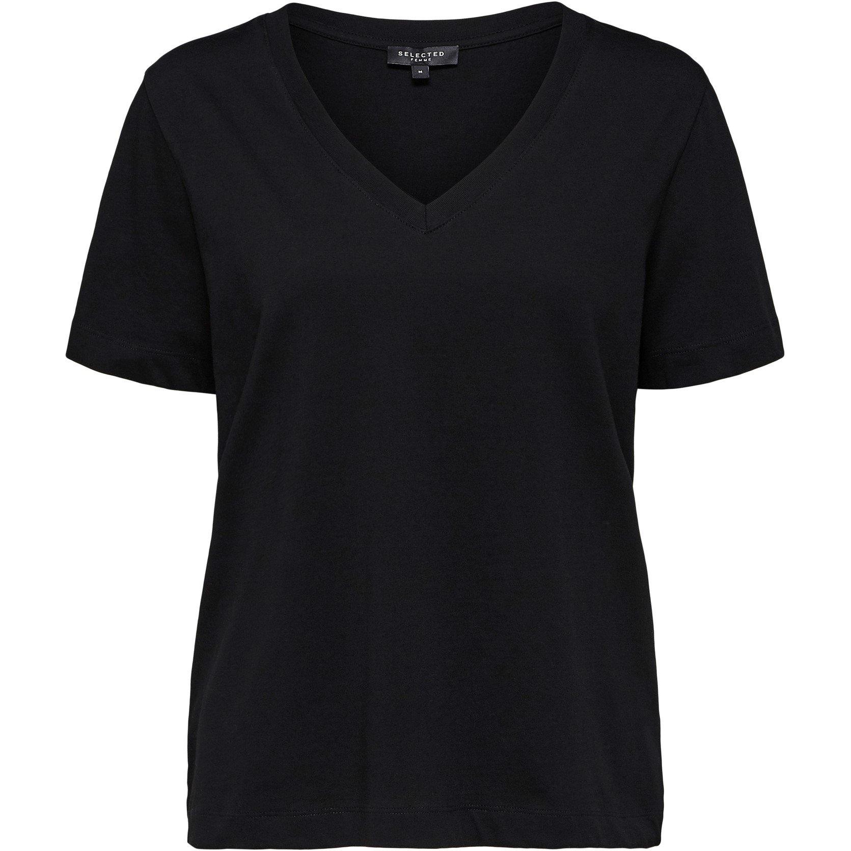 Zwart - Selected Femme - Standard V Neck T Shirt - 6