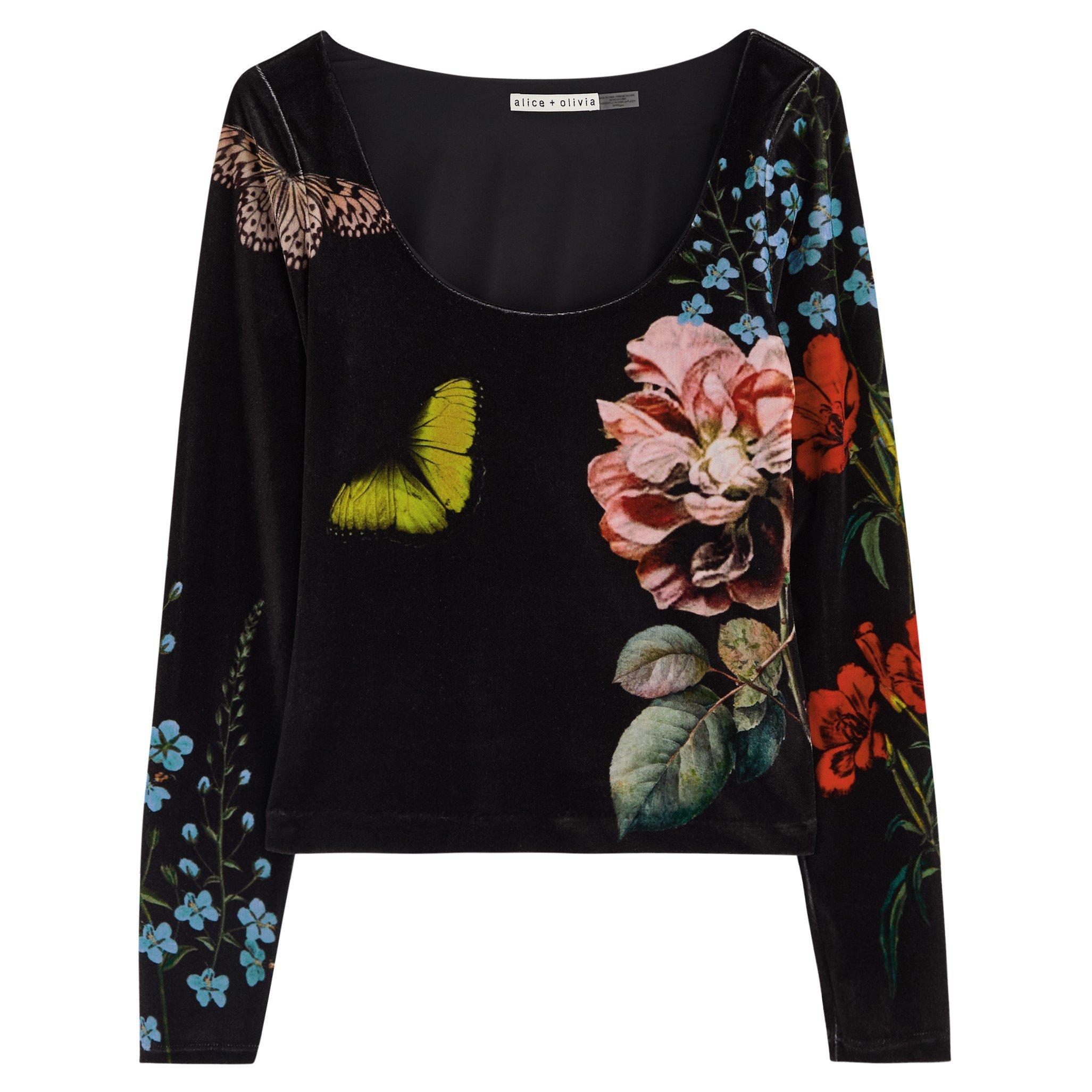 MULTICOLOURED 1 - Alice And Olivia - DELAINA SCOOP NK LS TOP