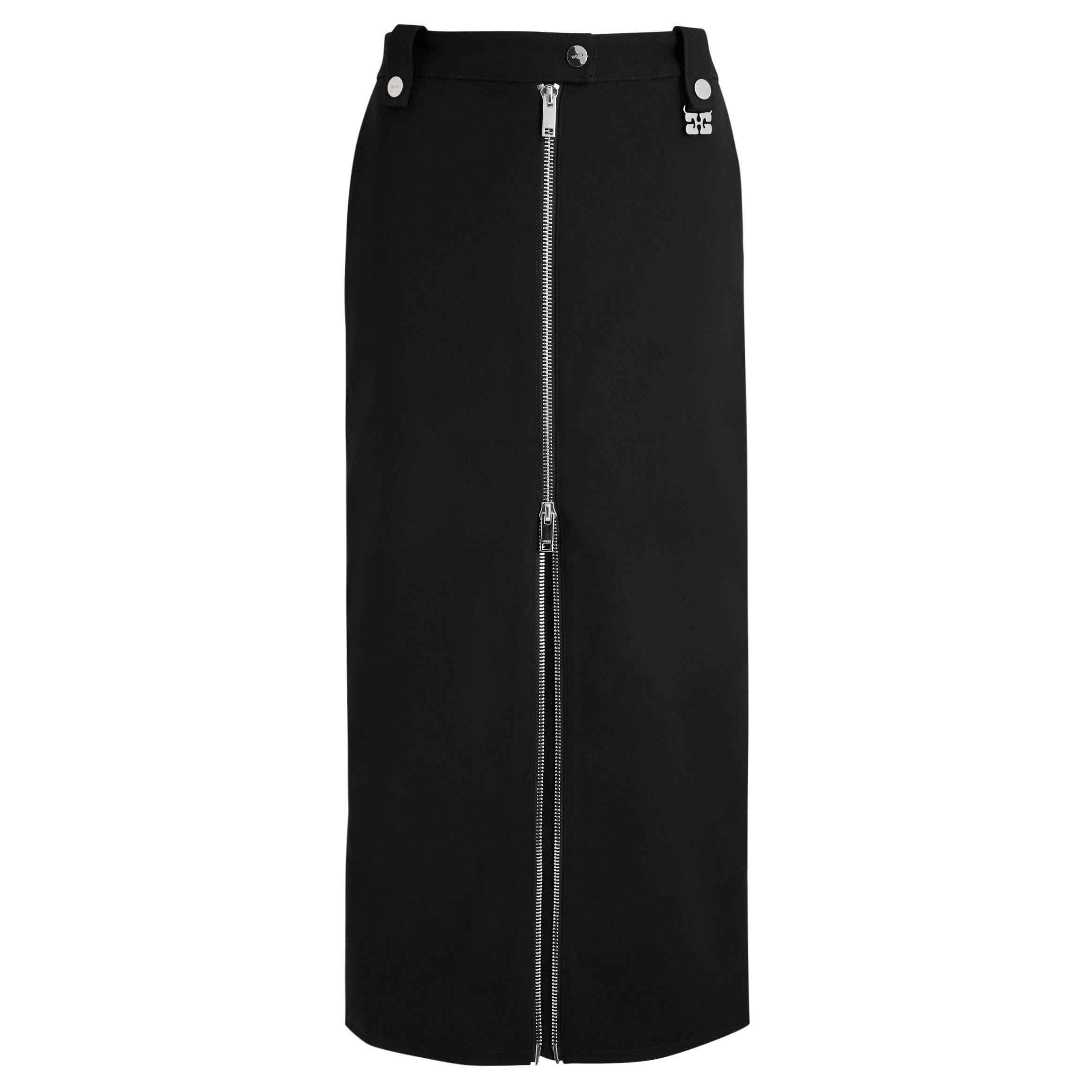 BLACK - Ganni - LS Bonded Crepe Long Skirt