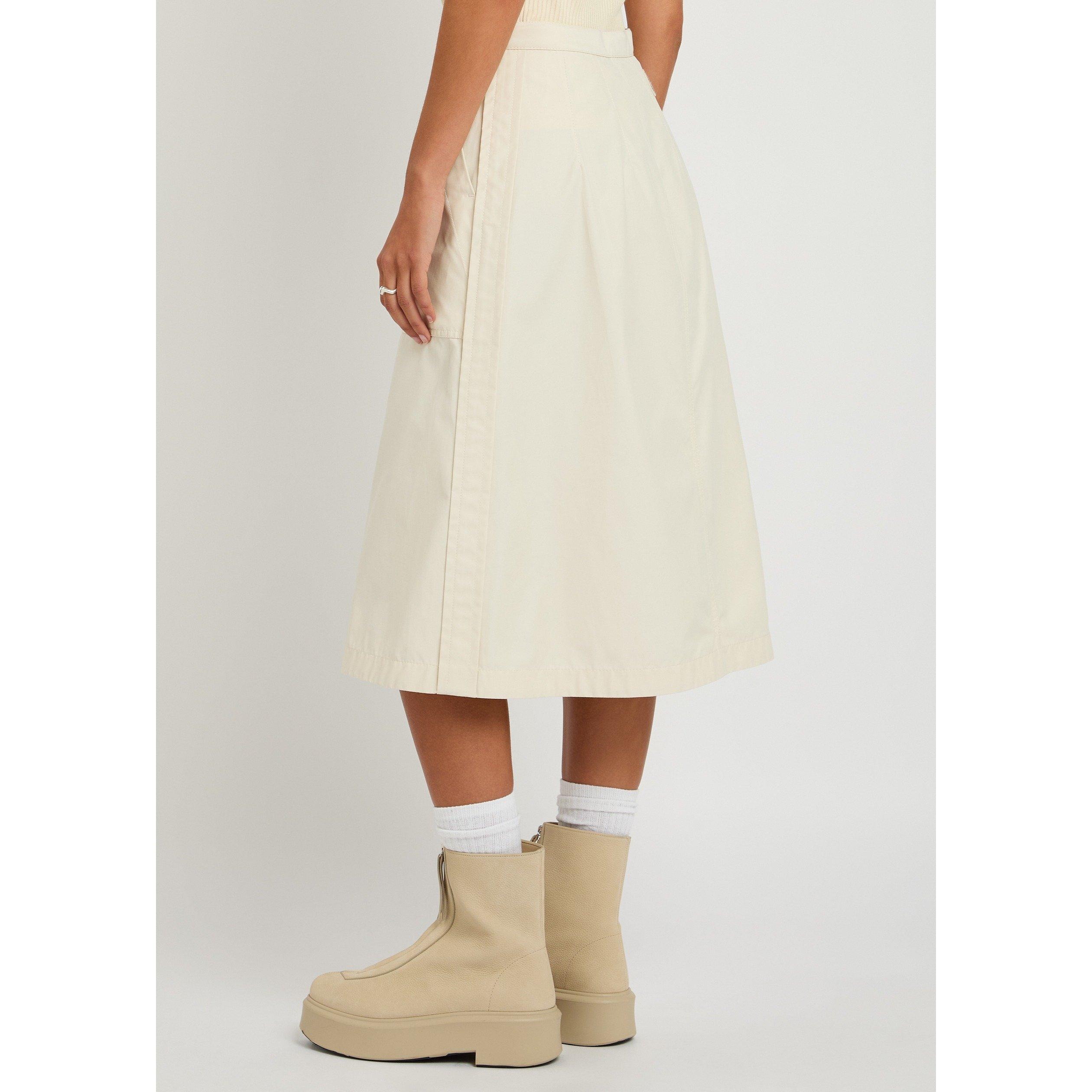 WHITE - Moncler - Women's Cotton High-Waisted Midi A-Line Skirt - 3