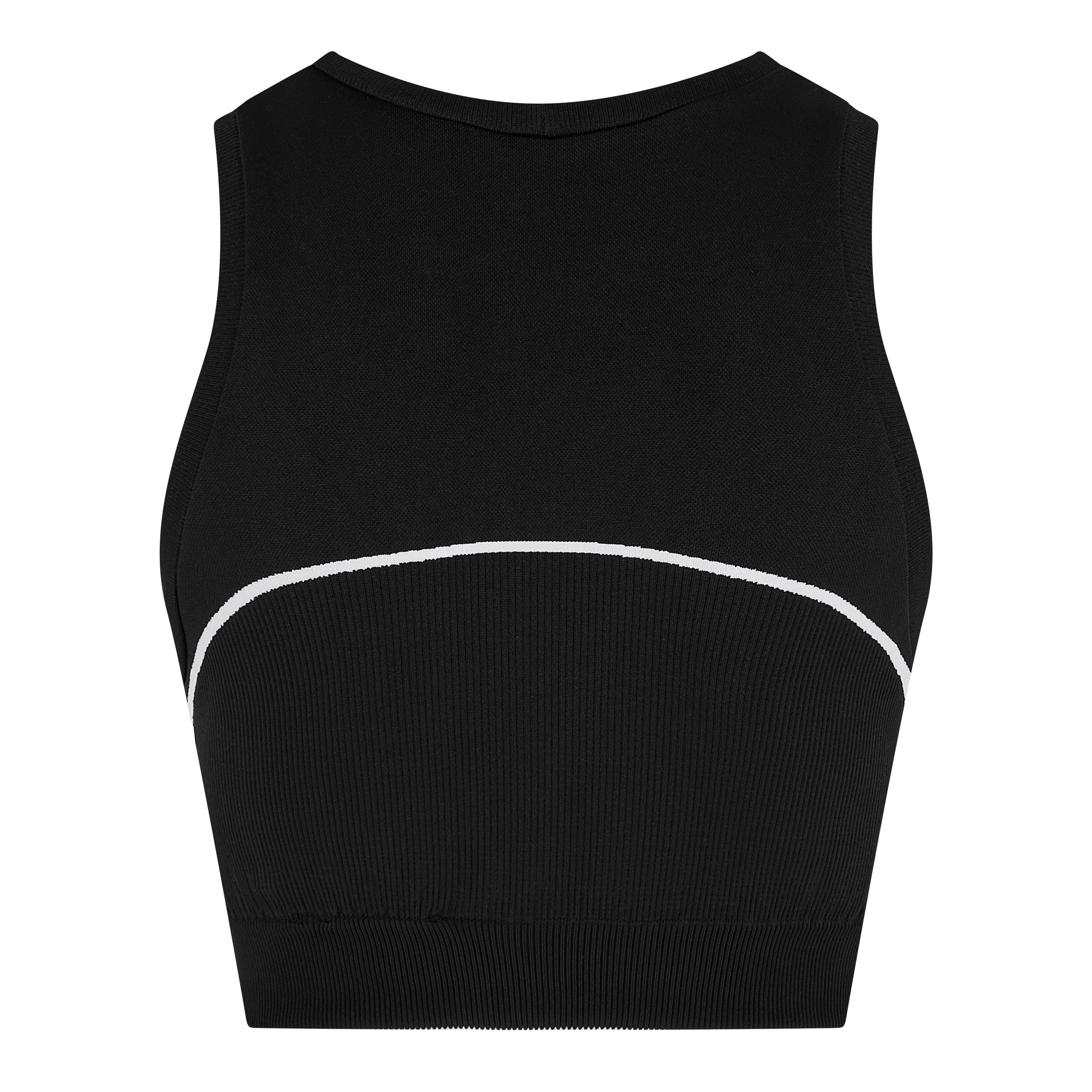 Black 1001 - Off White - Women's Stamp Seamless Stencil-Effect Logo Crop Top - 2