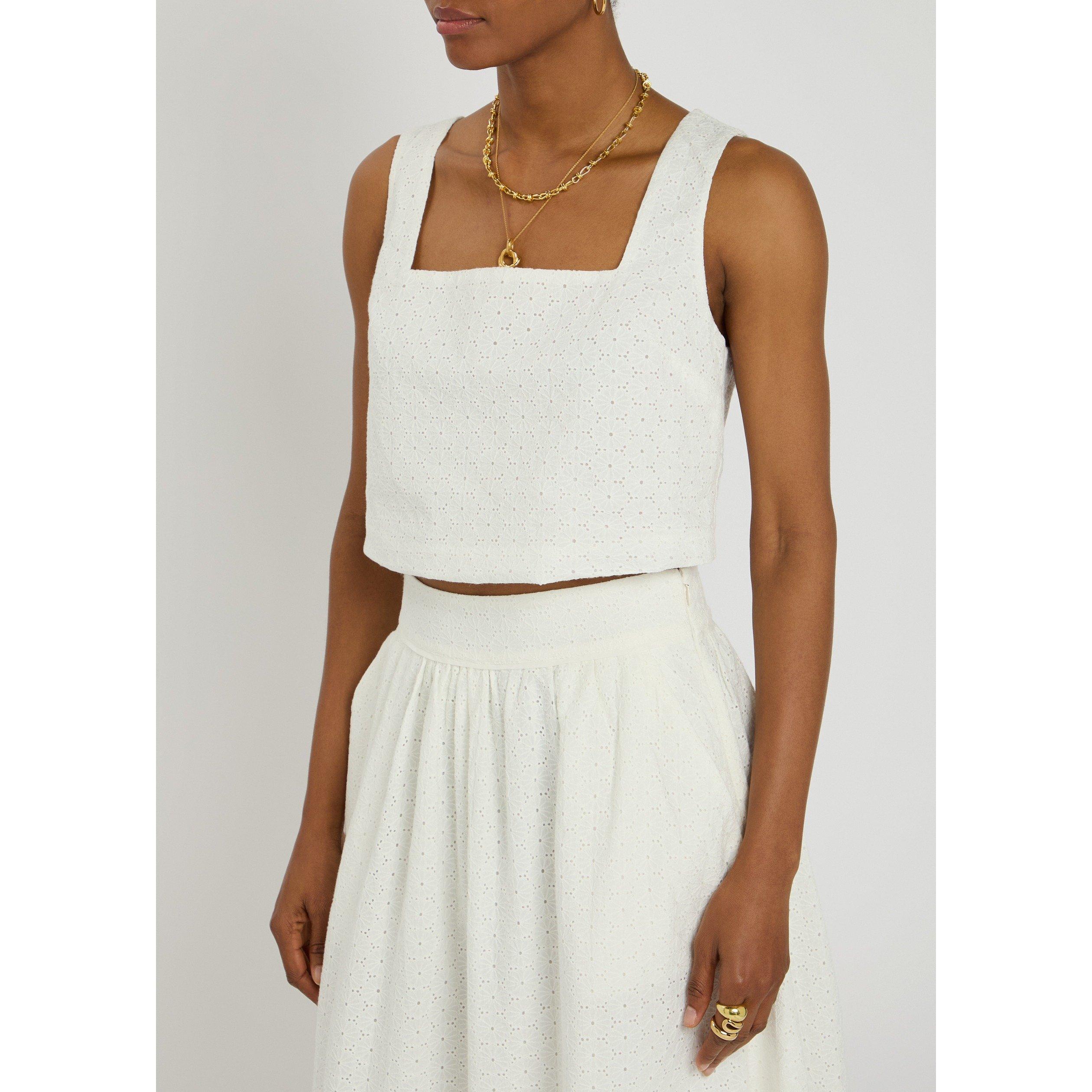 WHITE - Paige - Women's Aelita Cotton Cropped Top - 2