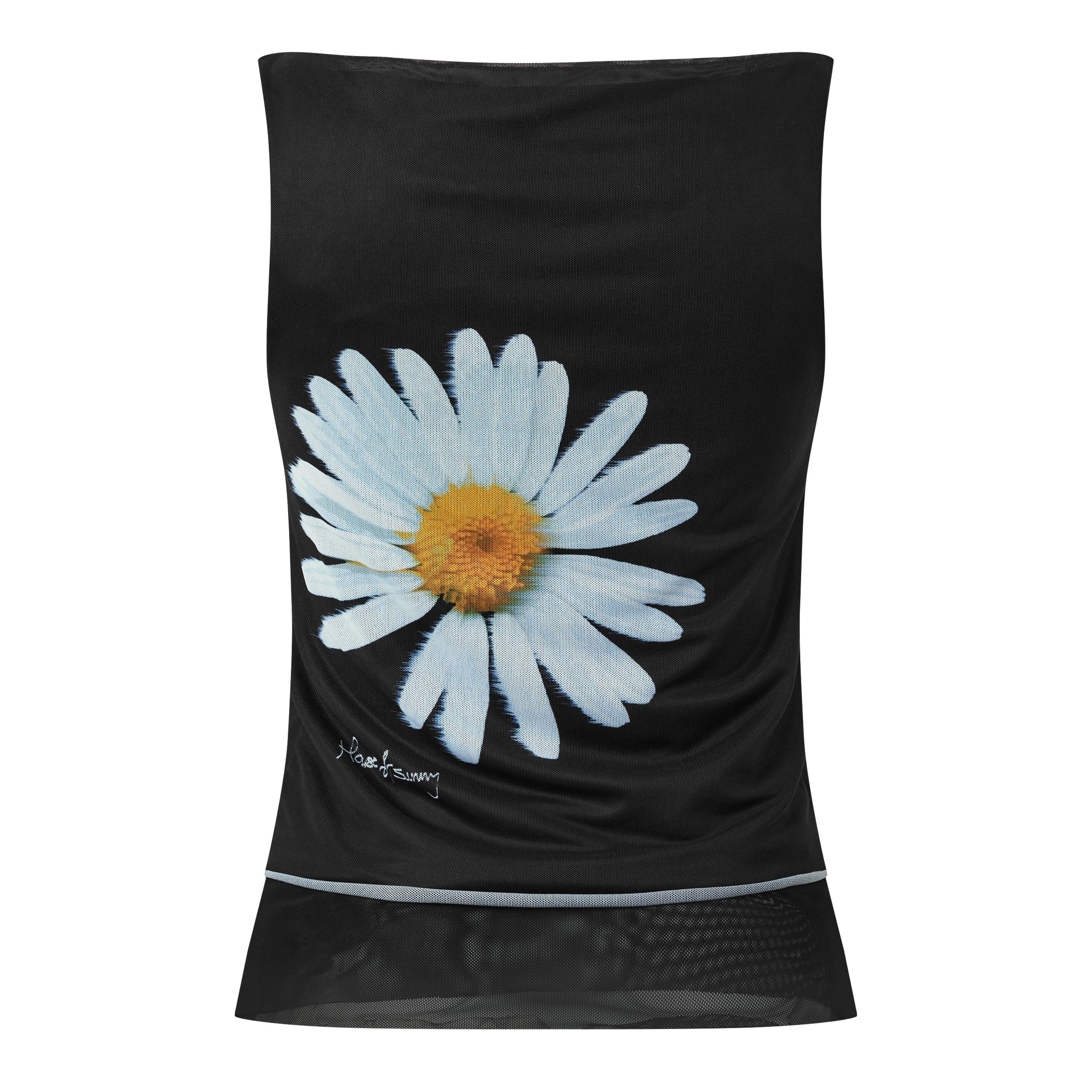 BLACK AND OTHER - House Of Sunny - T DAISY LAYER MESH TOP - 2