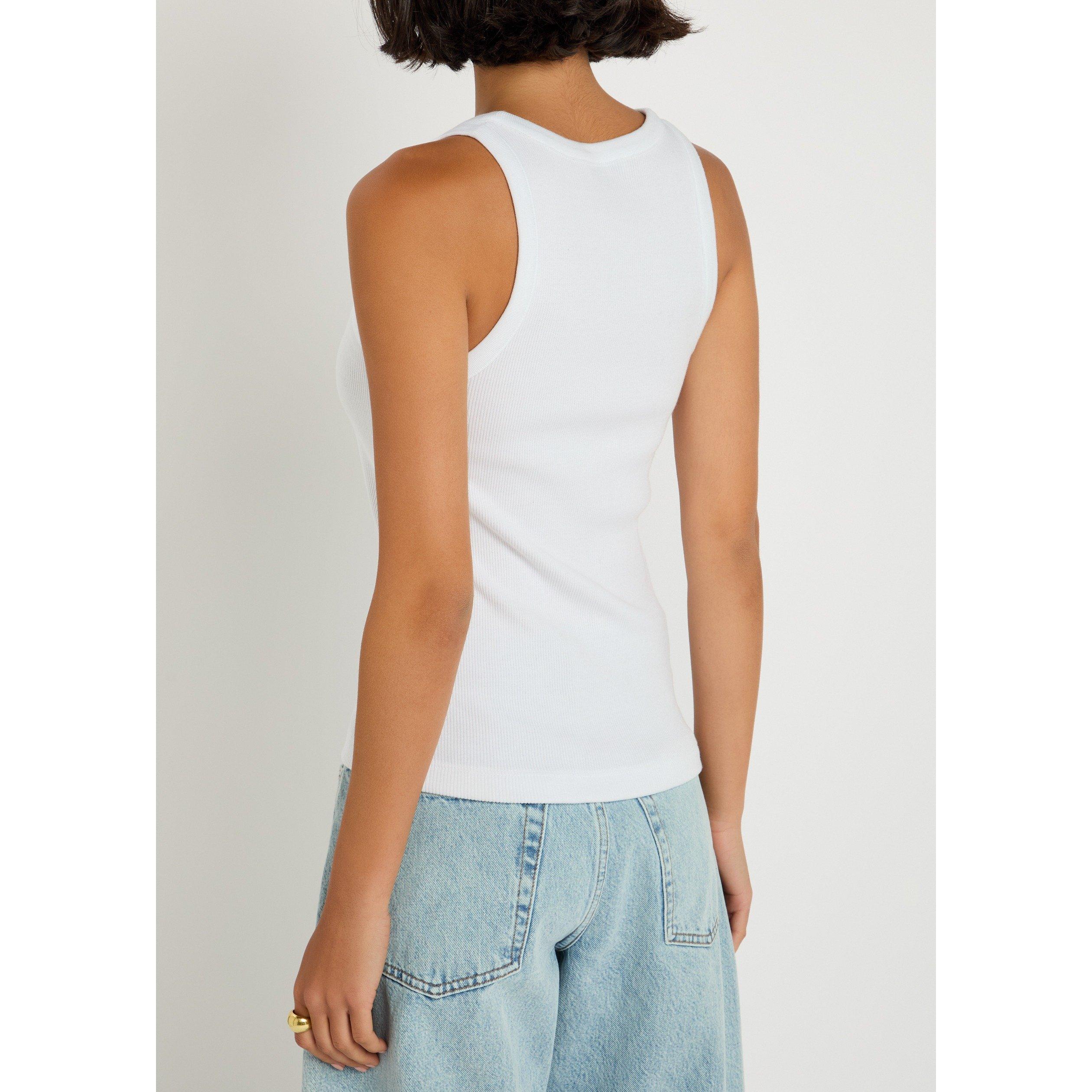 WHITE - Vince - Women's Cotton Slim-Fit Tank Top - 3