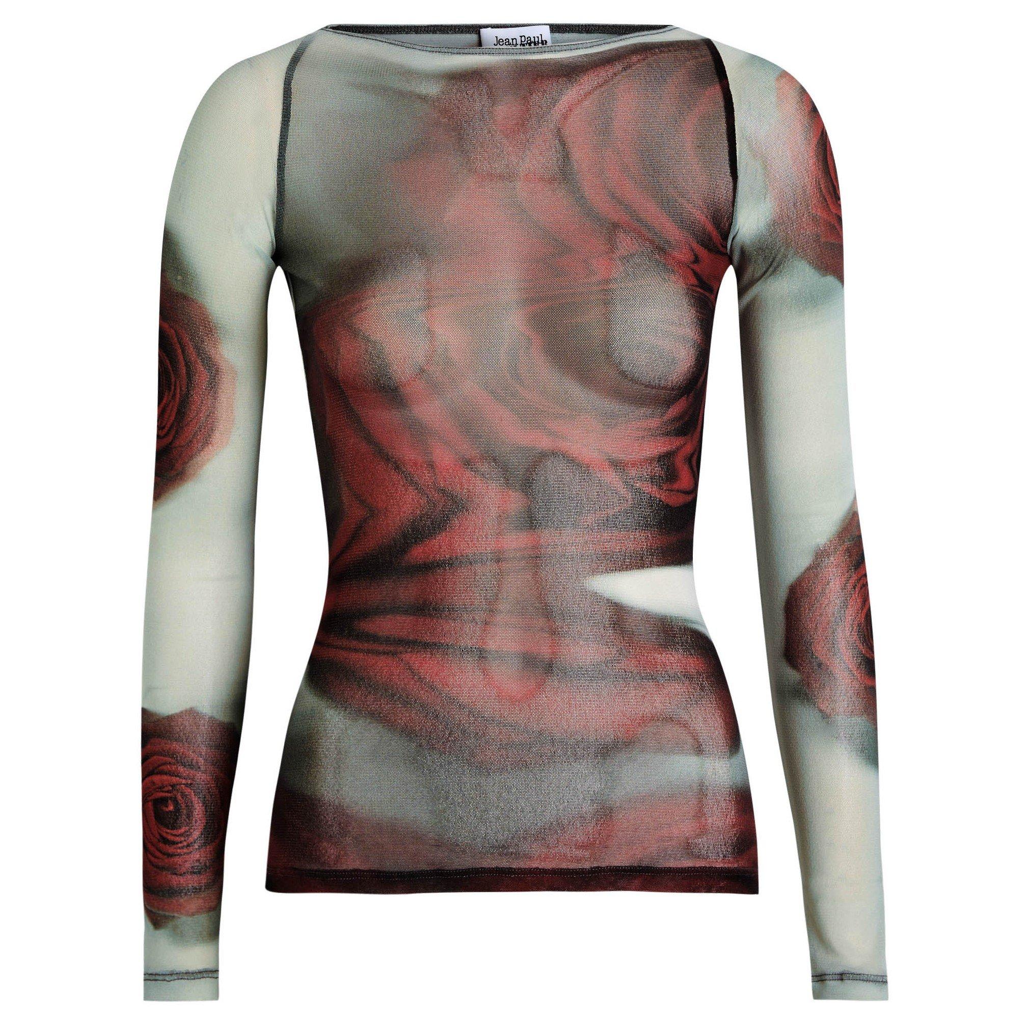 RED AND OTHER - Jean Paul Gaultier - MESH BOAT NECK TOP WITH LONG S